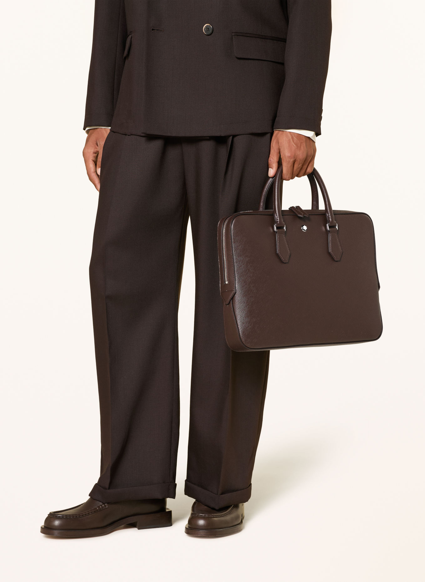 MONTBLANC Laptoptas SARTORIAL: MARRON FONCÉ / ZILVER