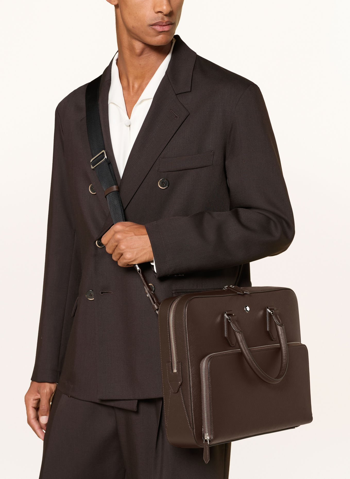 MONTBLANC Laptop-Tasche SARTORIAL: DUNKELBRAUN / SILBER