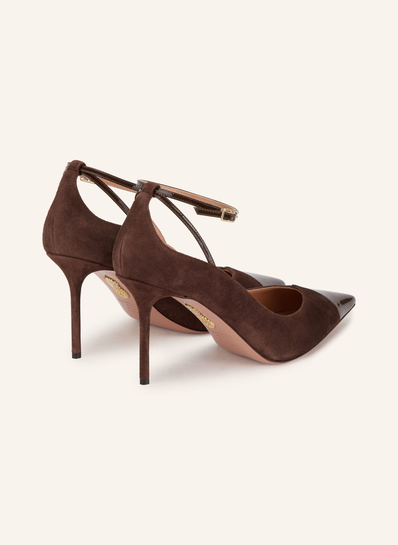 AQUAZZURA Slingpumps ODYSEA: MÖRKBRUN / GULD