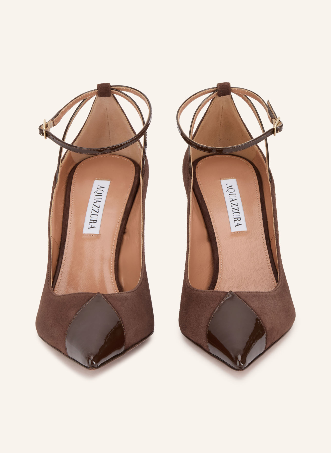 AQUAZZURA Slingpumps ODYSEA: MÖRKBRUN / GULD