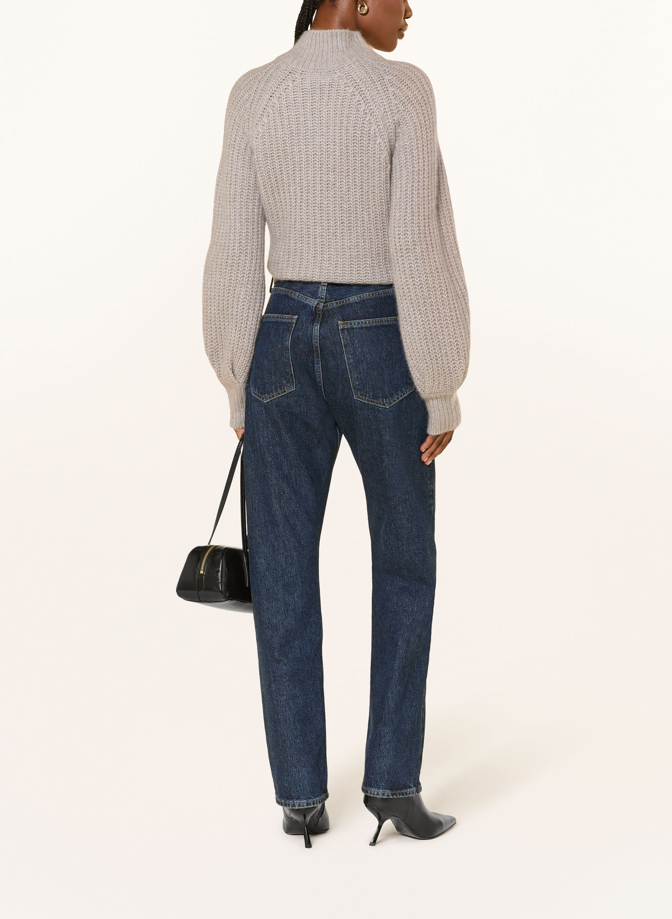 HEMISPHERE Sweater with cashmere and glitter yarn: LIGHT GRAY