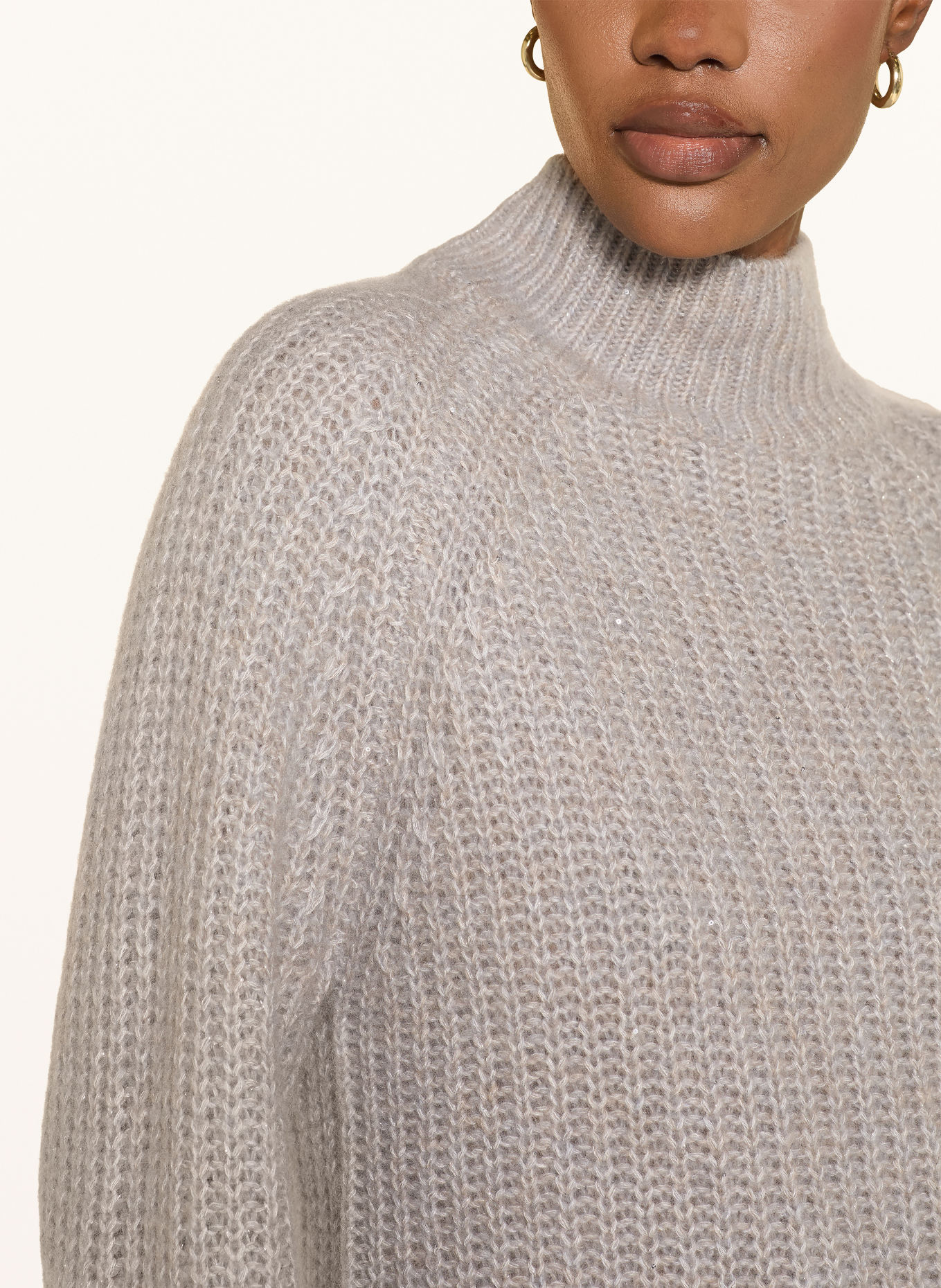 HEMISPHERE Sweater with cashmere and glitter yarn: LIGHT GRAY