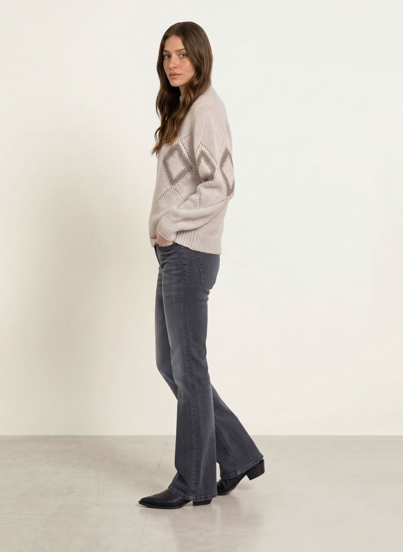 HEMISPHERE Cashmere Sweaters: LIGHT GRAY / GRAY