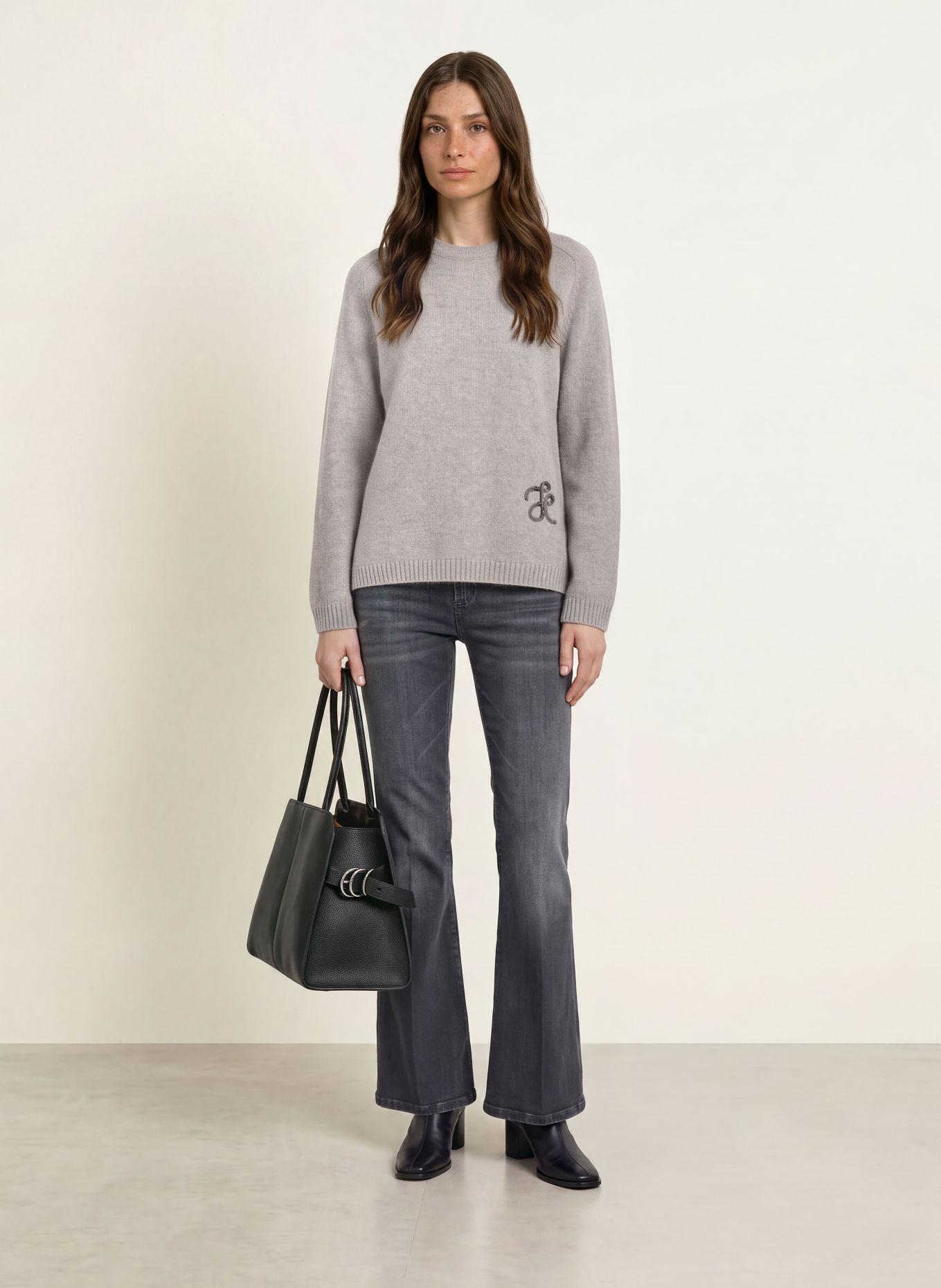HEMISPHERE Sweater with cashmere and sequins: GRAY