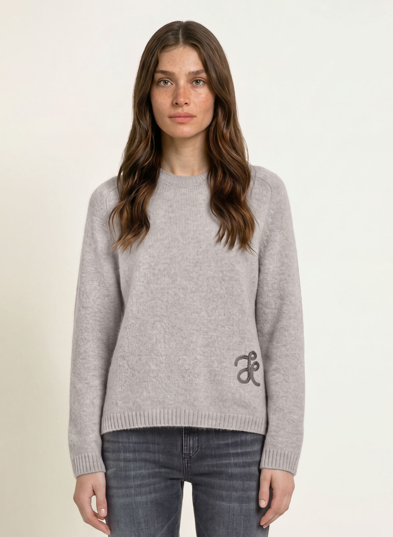 HEMISPHERE Sweater with cashmere and sequins: GRAY