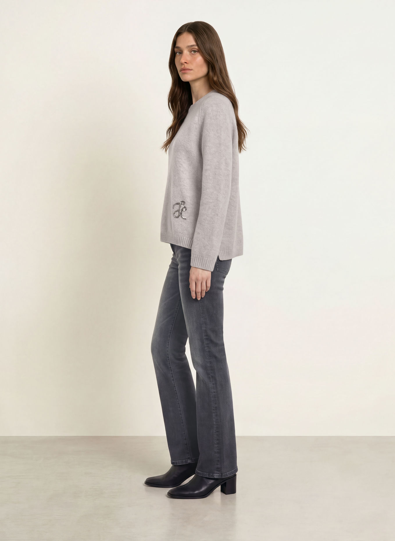 HEMISPHERE Sweater with cashmere and sequins: GRAY