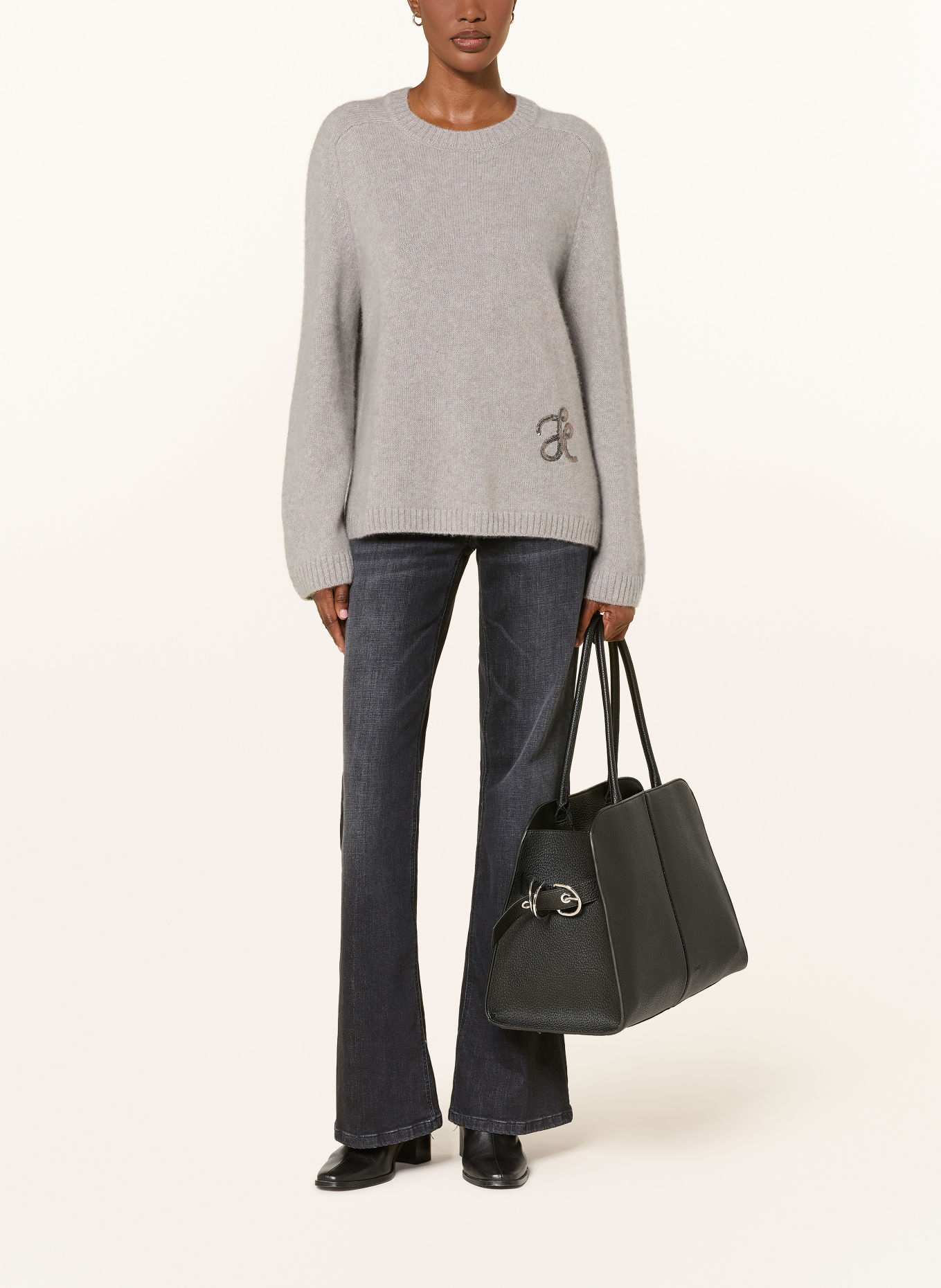 HEMISPHERE Sweater with cashmere and sequins: GRAY