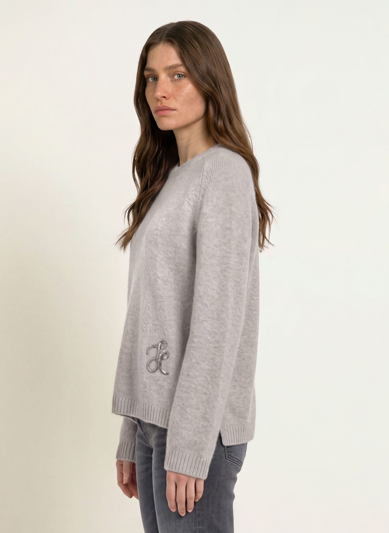 HEMISPHERE Sweater with cashmere and sequins: GRAY