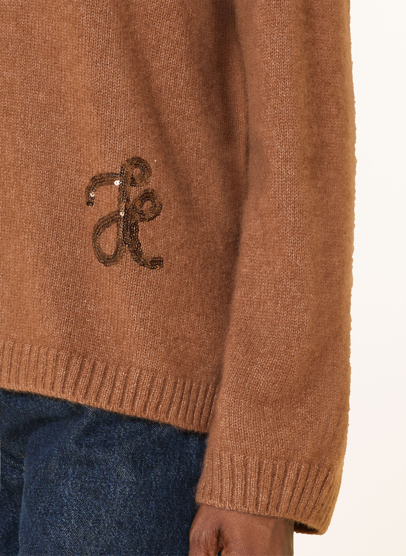 HEMISPHERE Pull en cachemire et paillettes: MARRON