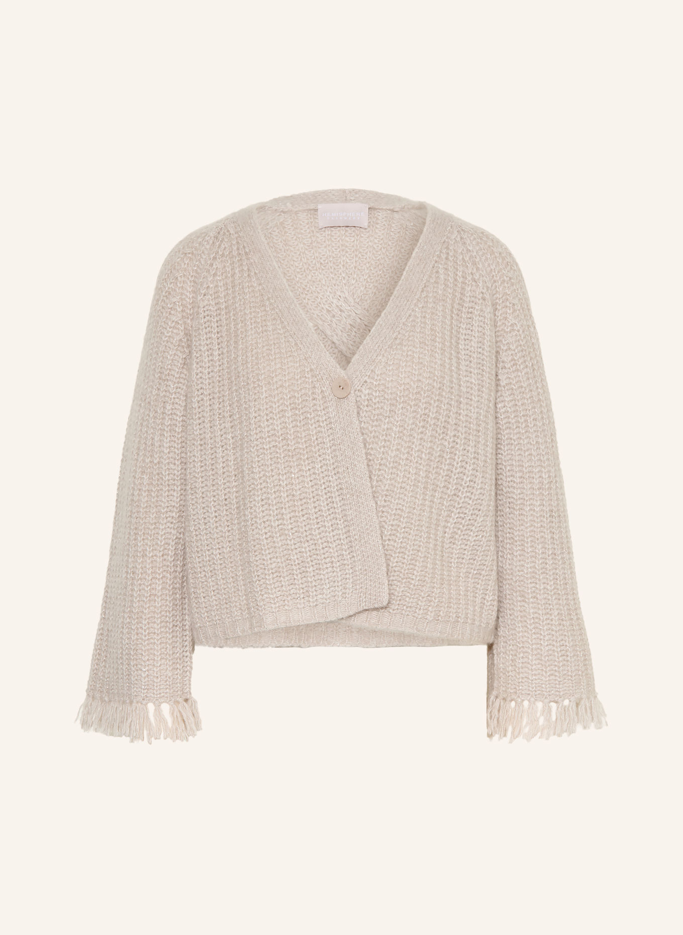 HEMISPHERE Cardigan with cashmere and glitter yarn: TAUPE