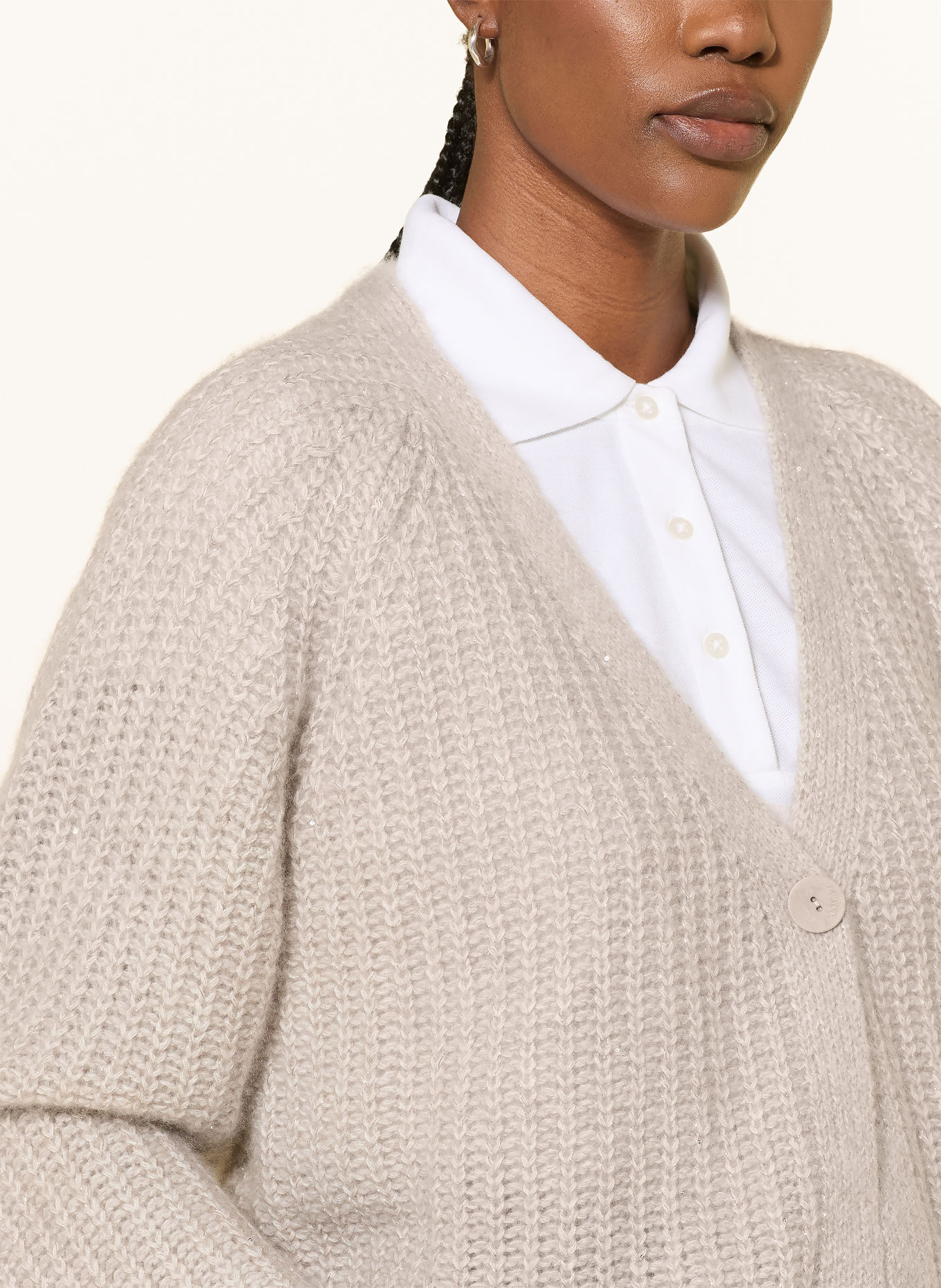 HEMISPHERE Cardigan with cashmere and glitter yarn: TAUPE