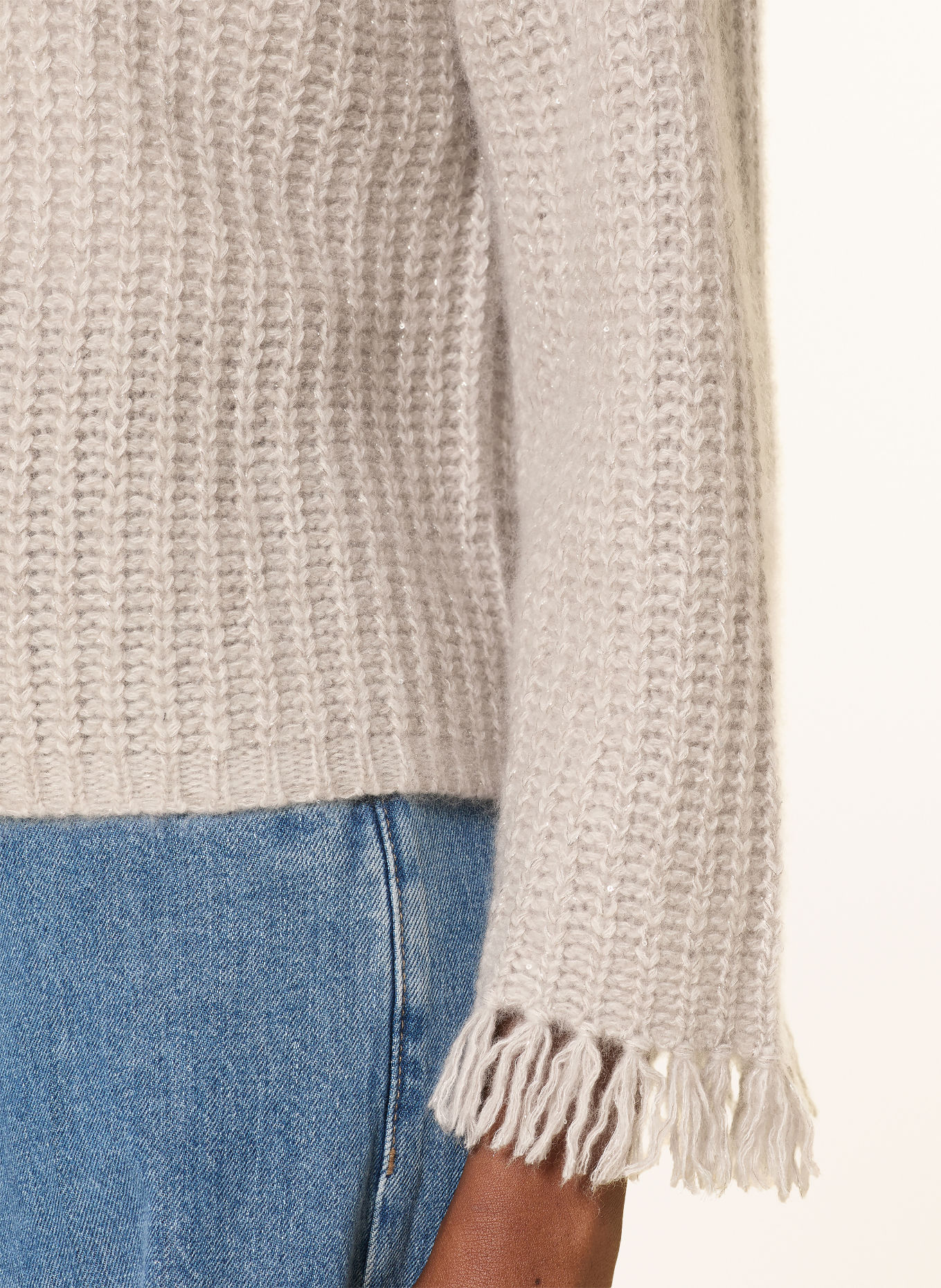 HEMISPHERE Cardigan with cashmere and glitter yarn: TAUPE