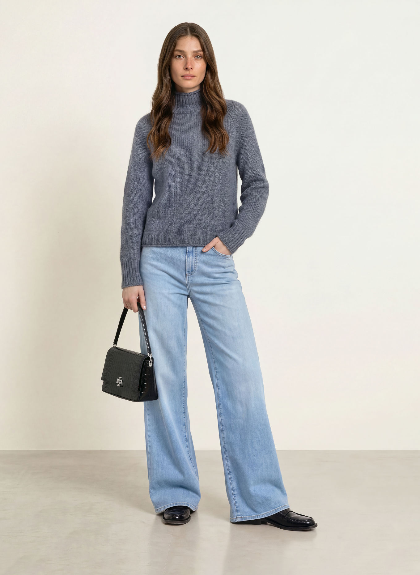 HEMISPHERE Pull en cachemire: BLEU GRIS