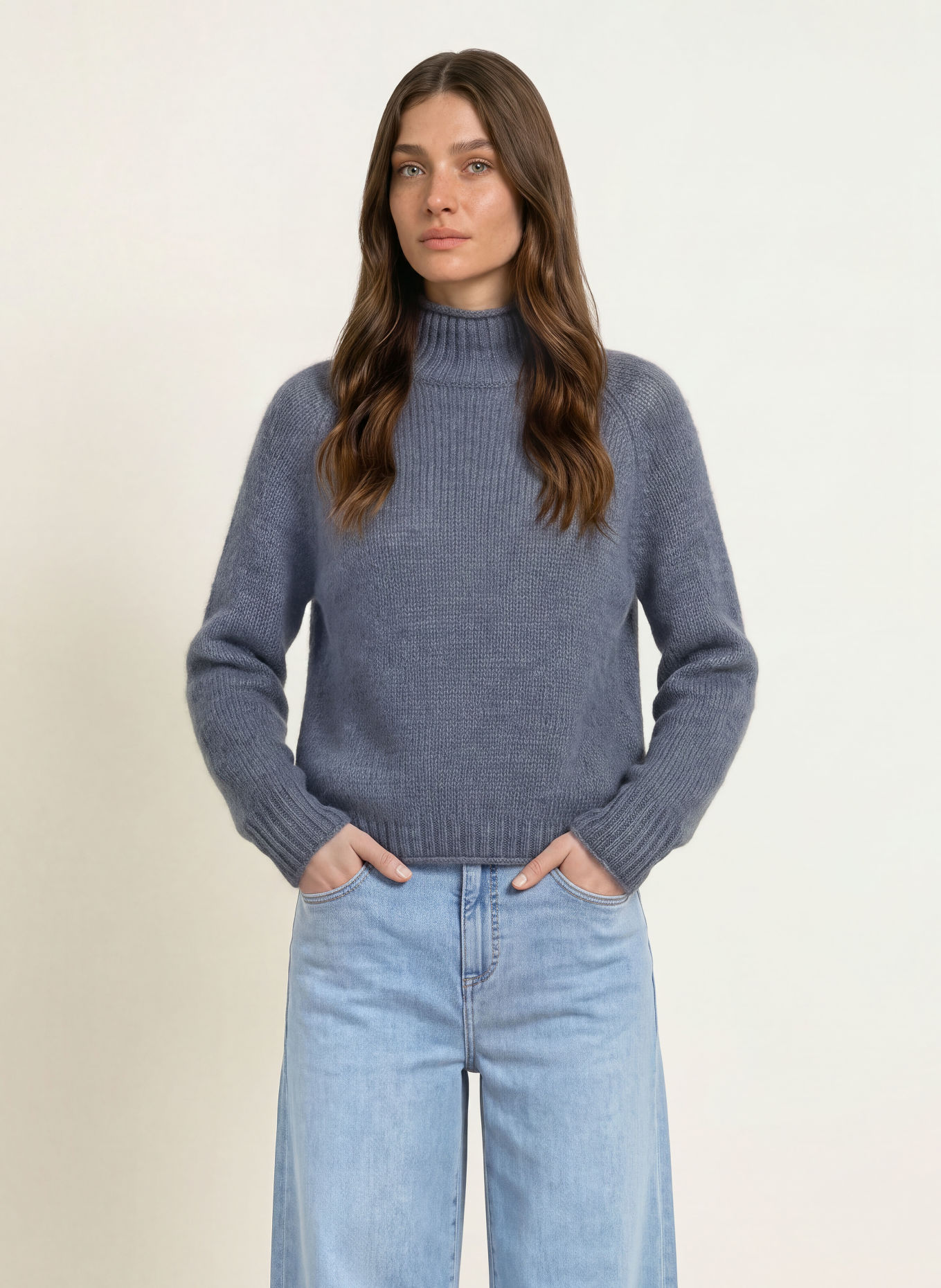 HEMISPHERE Pull en cachemire: BLEU GRIS
