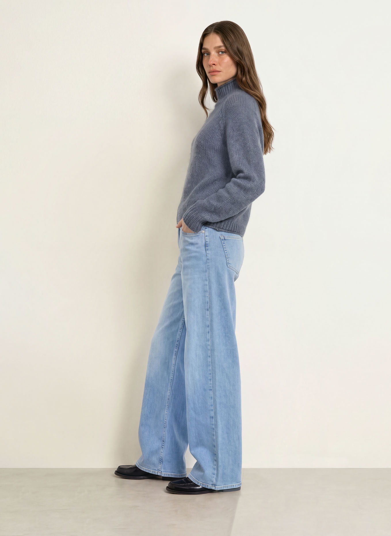 HEMISPHERE Pull en cachemire: BLEU GRIS