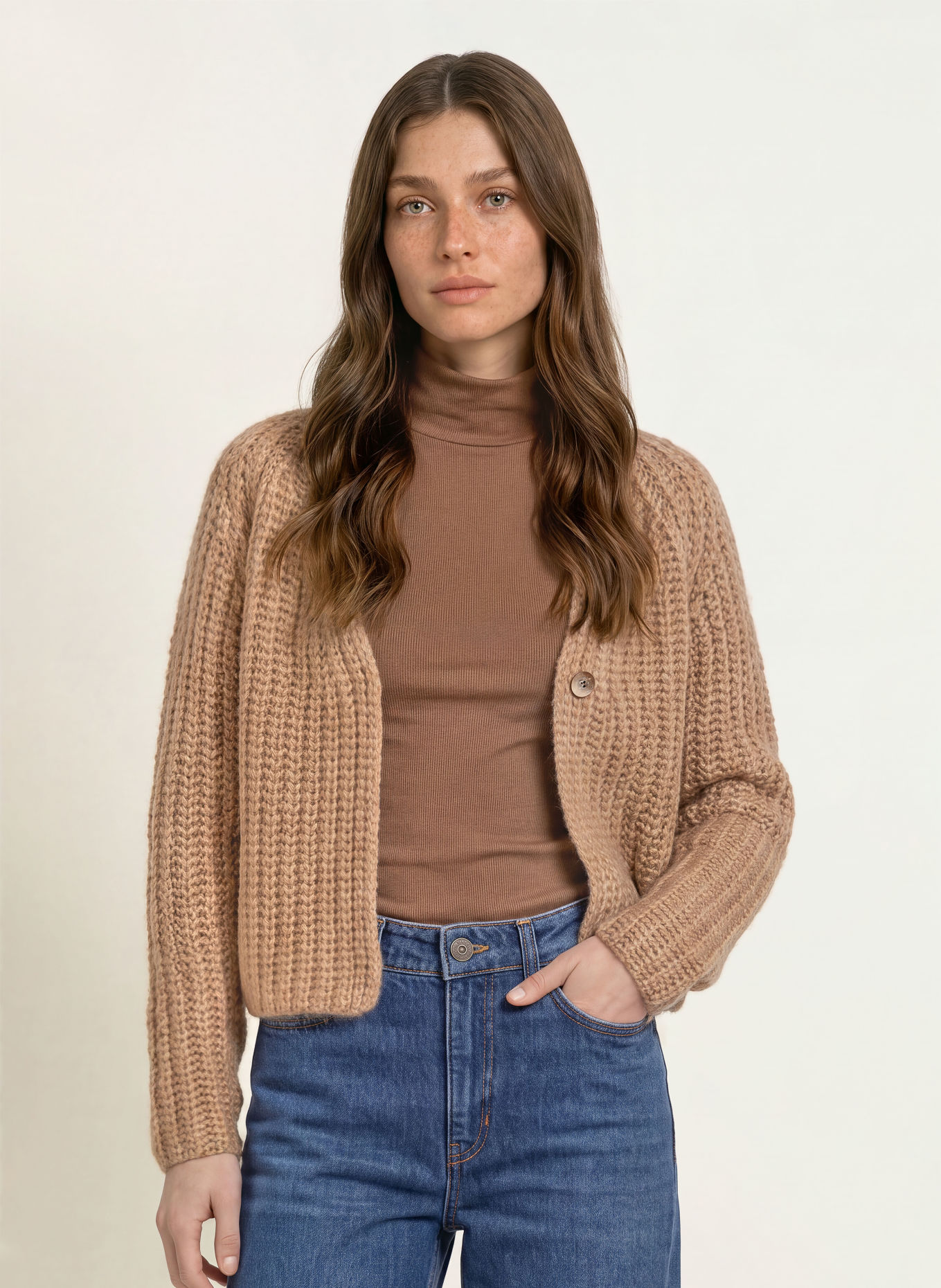 HEMISPHERE Cashmere Cardigan: CAMEL