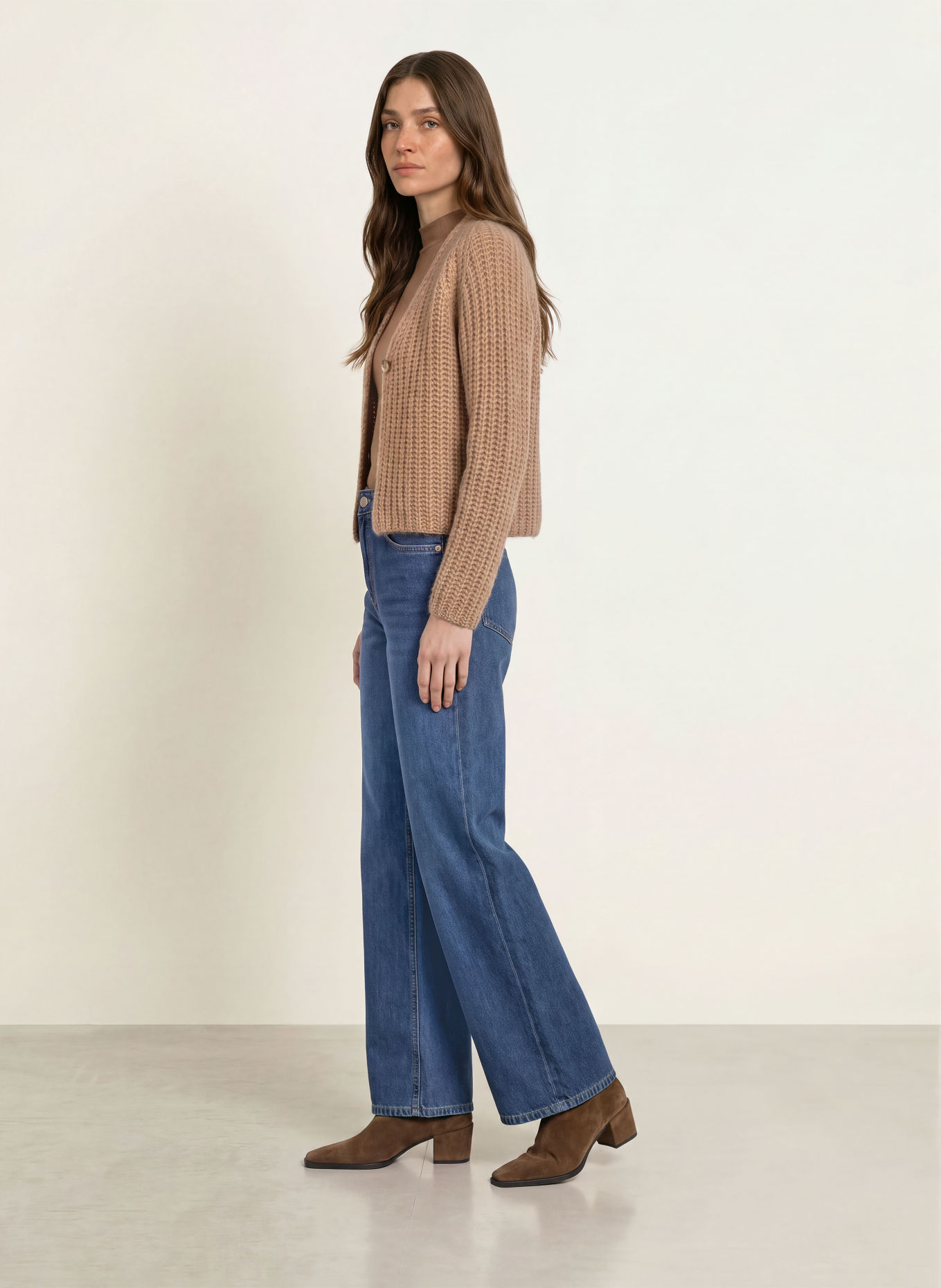 HEMISPHERE Cashmere Cardigan: CAMEL