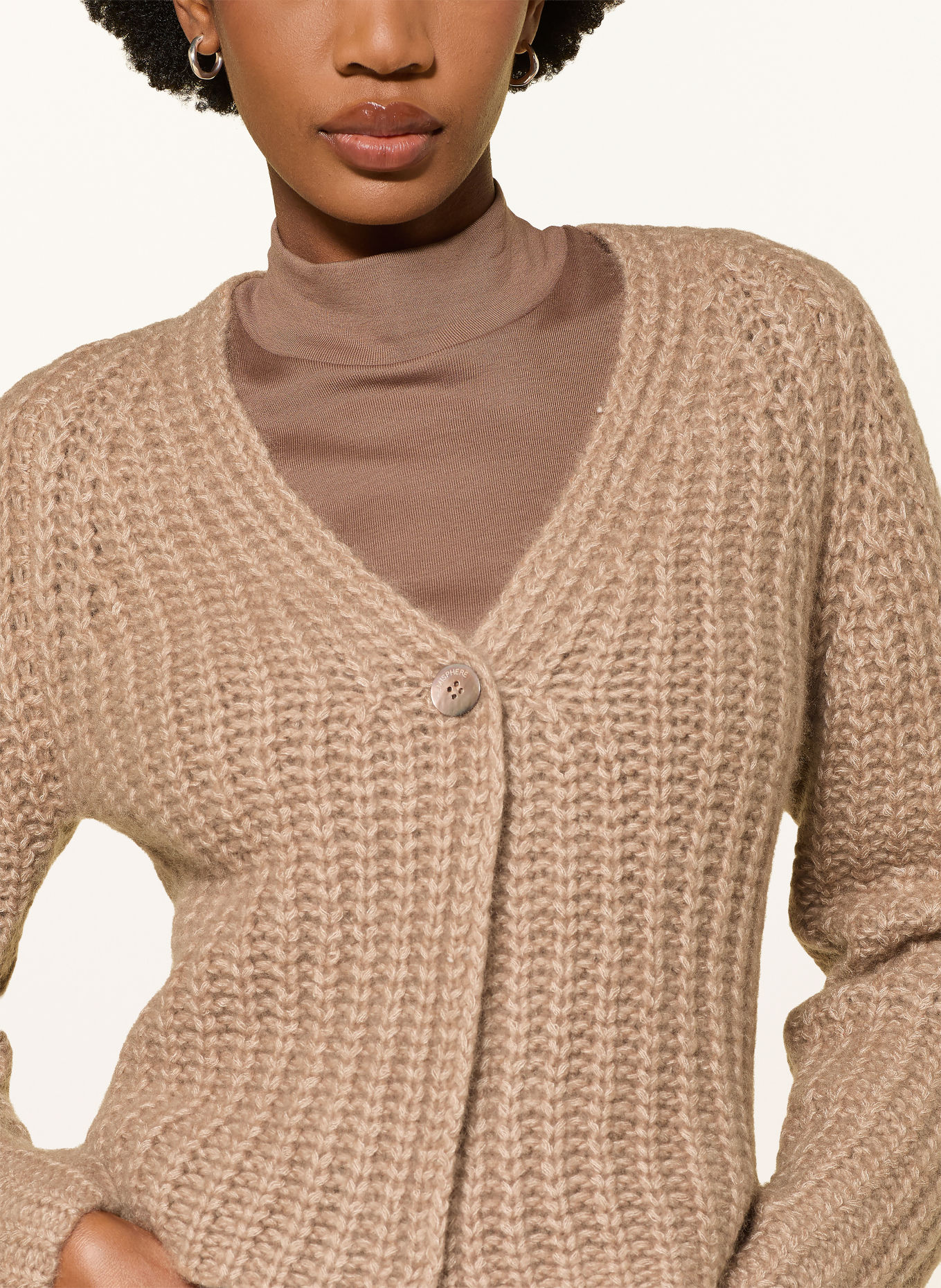 HEMISPHERE Cashmere Cardigan: CAMEL