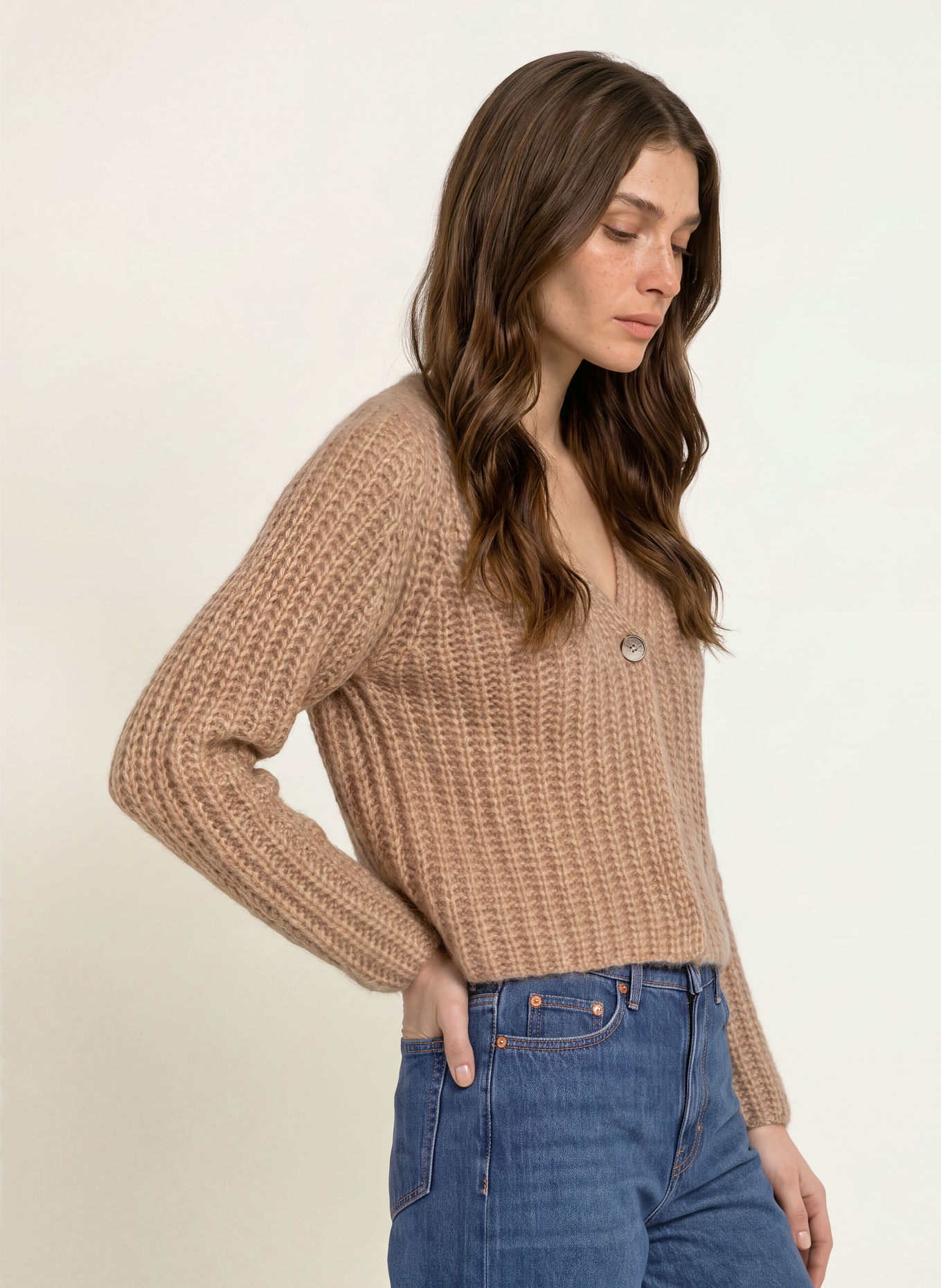 HEMISPHERE Cashmere Cardigan: CAMEL
