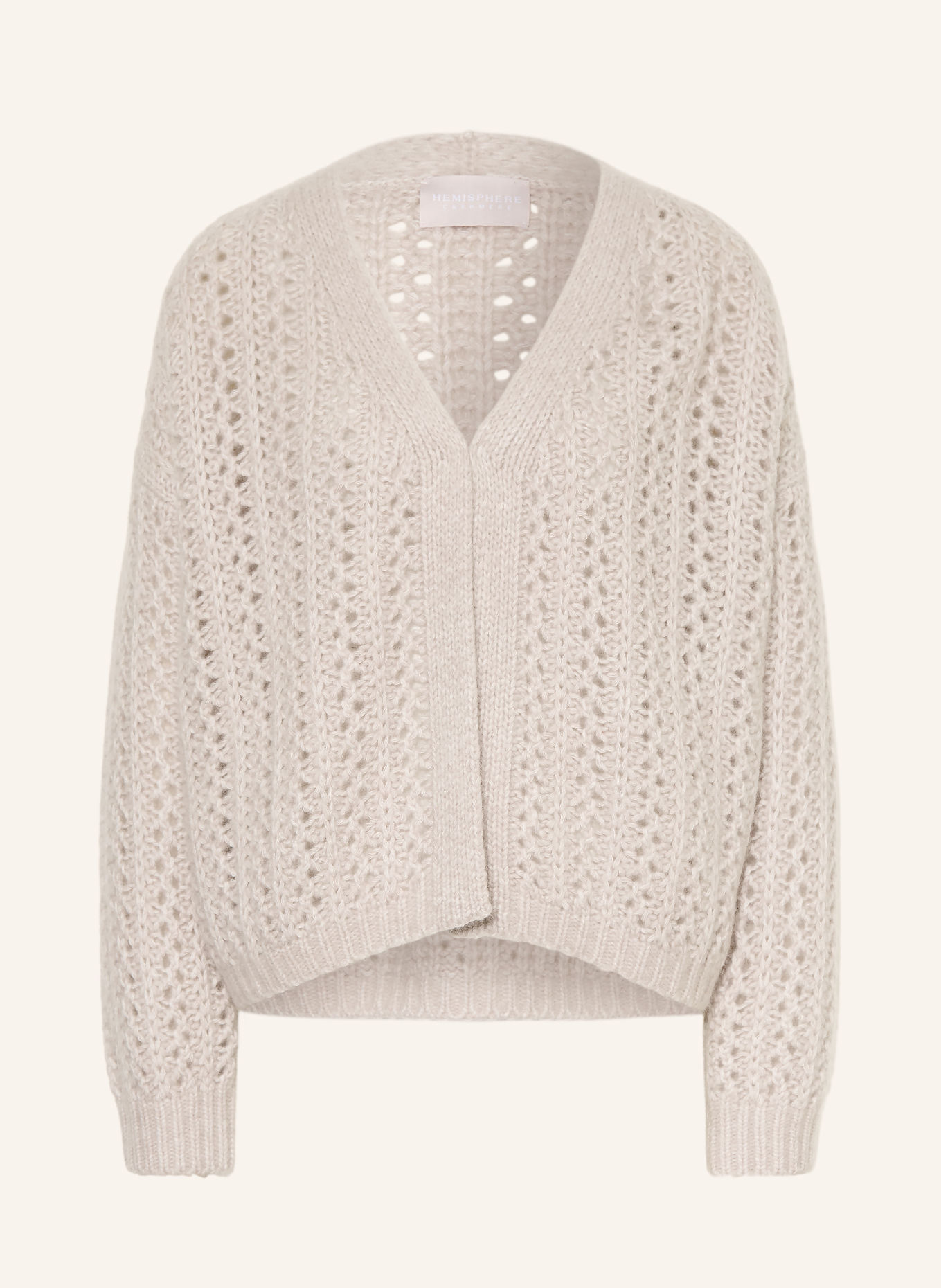 HEMISPHERE Gebreid openvallend vest met kasjmier: BEIGE