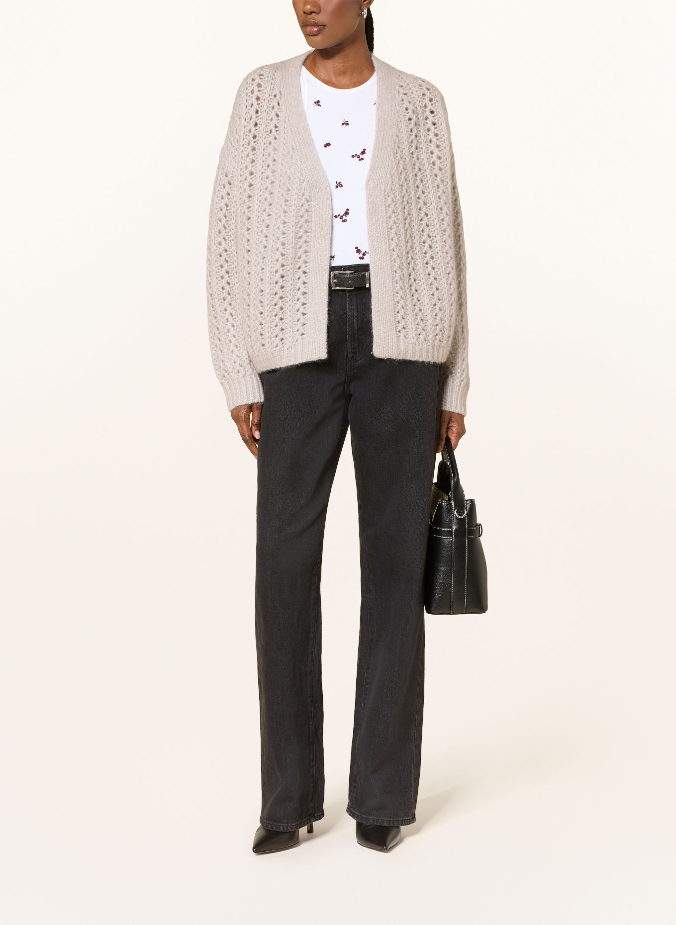 HEMISPHERE Gebreid openvallend vest met kasjmier: BEIGE