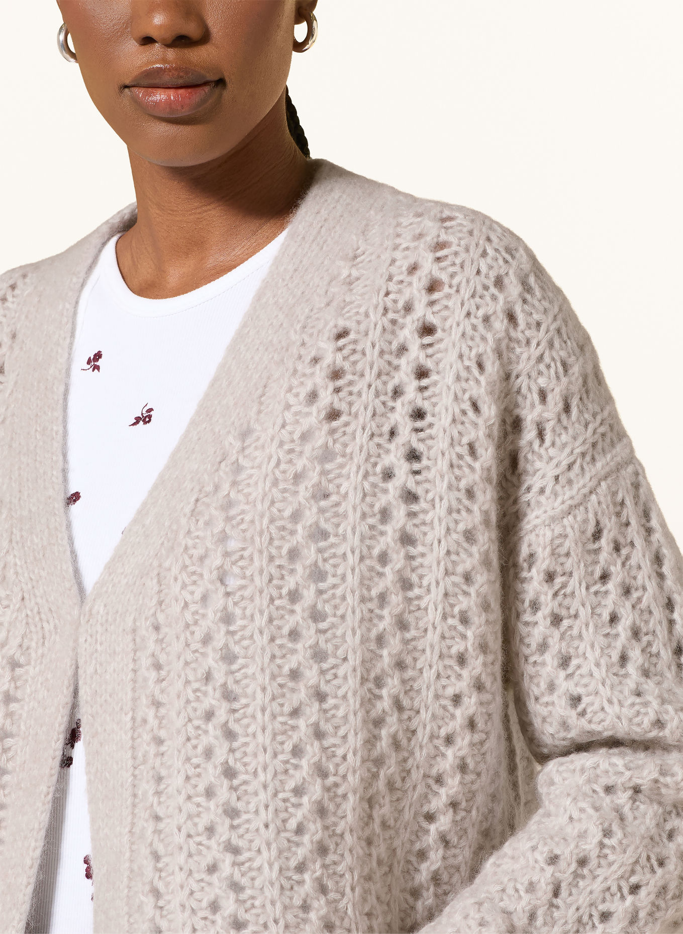 HEMISPHERE Gebreid openvallend vest met kasjmier: BEIGE