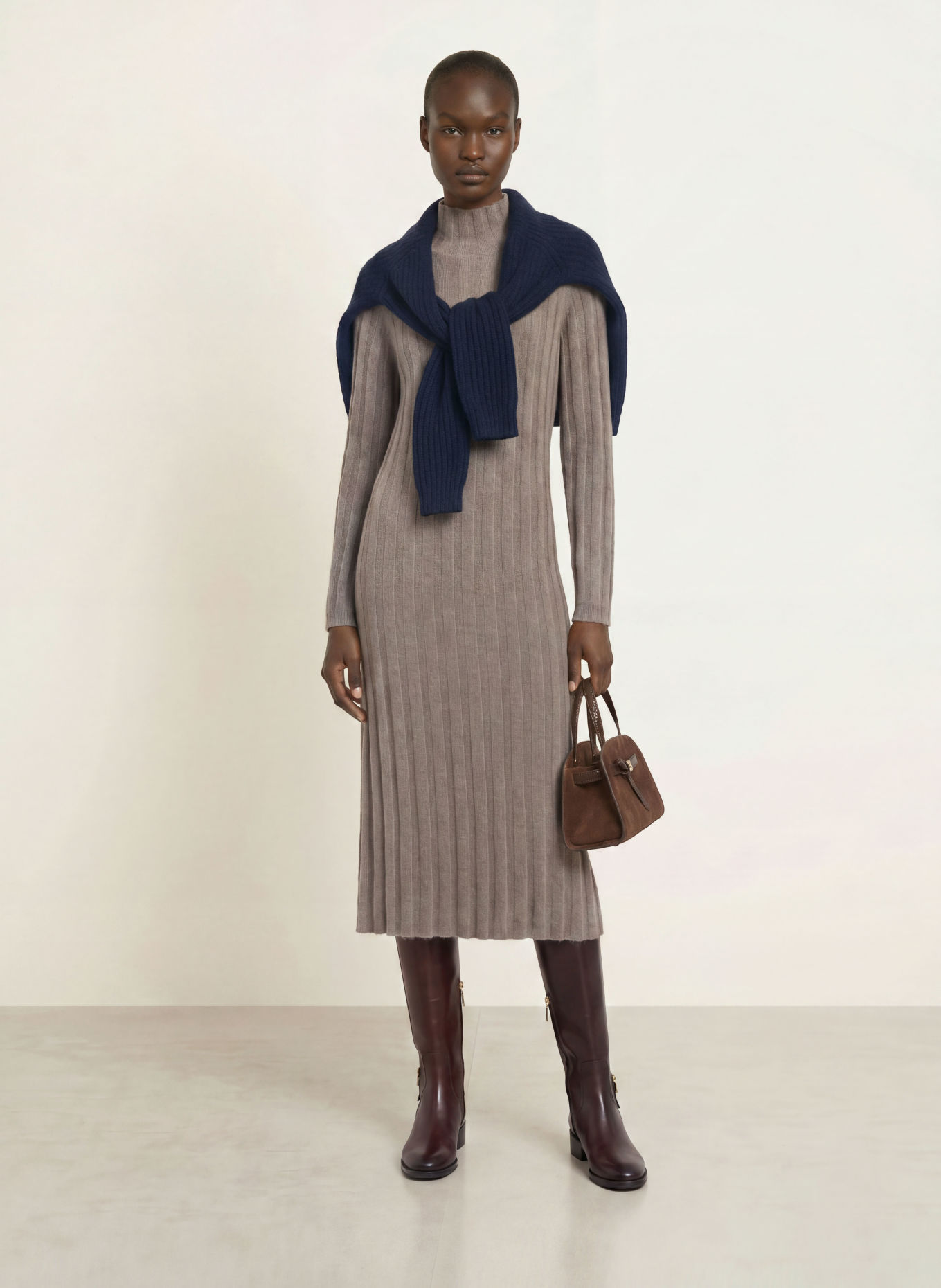 HEMISPHERE Cashmere knit dress: TAUPE
