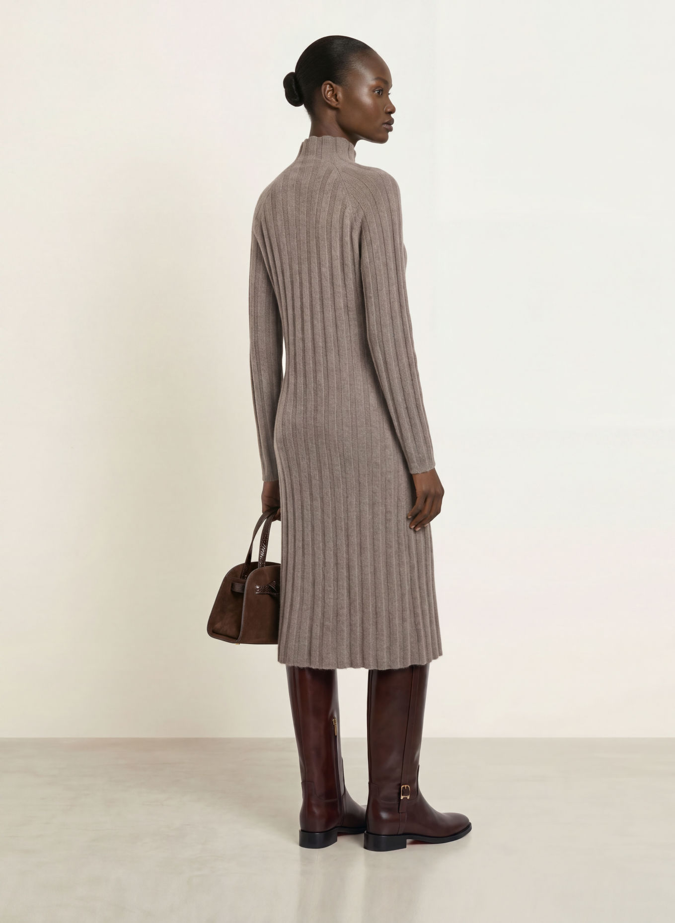 HEMISPHERE Cashmere knit dress: TAUPE