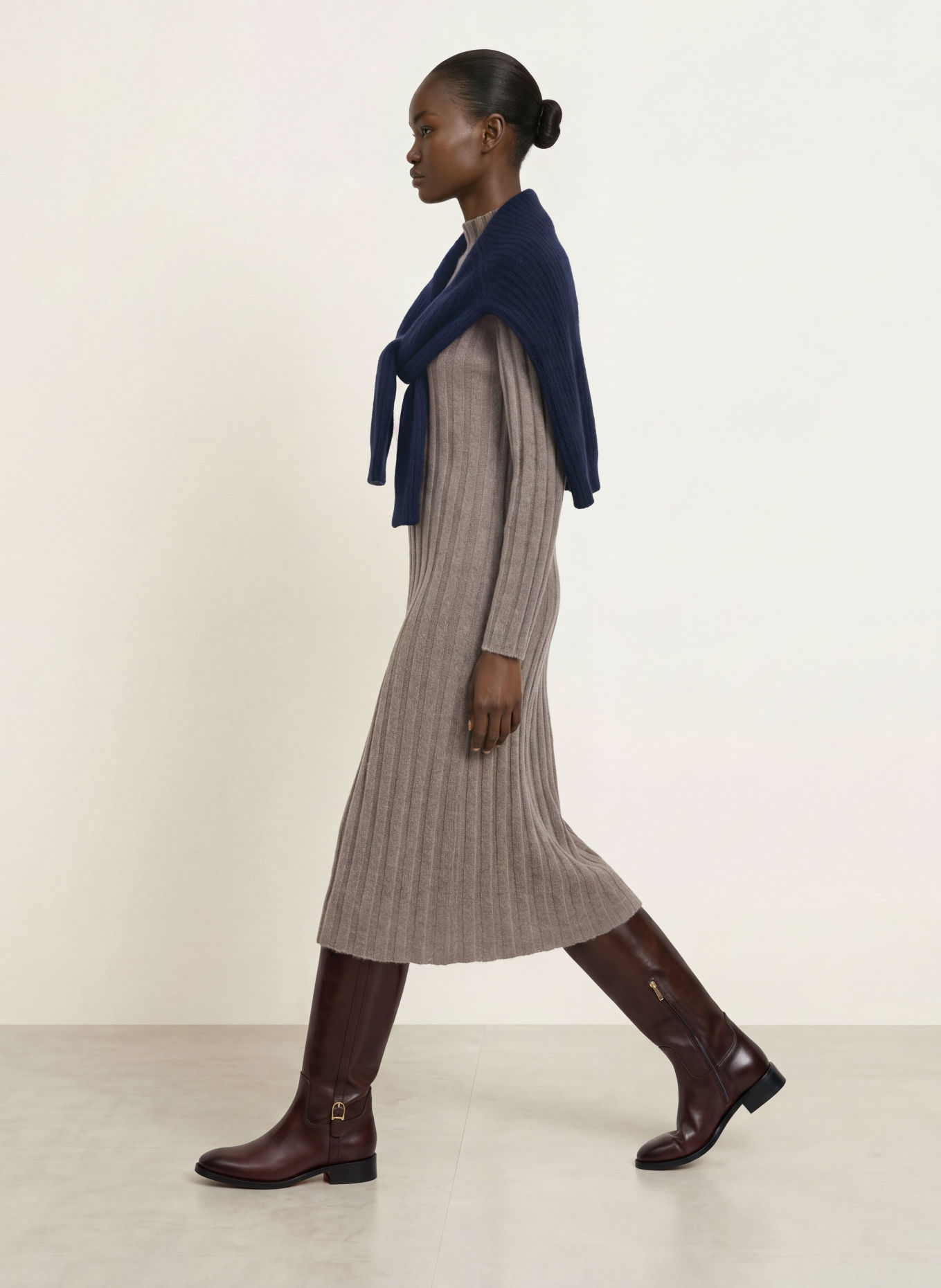 HEMISPHERE Cashmere knit dress: TAUPE