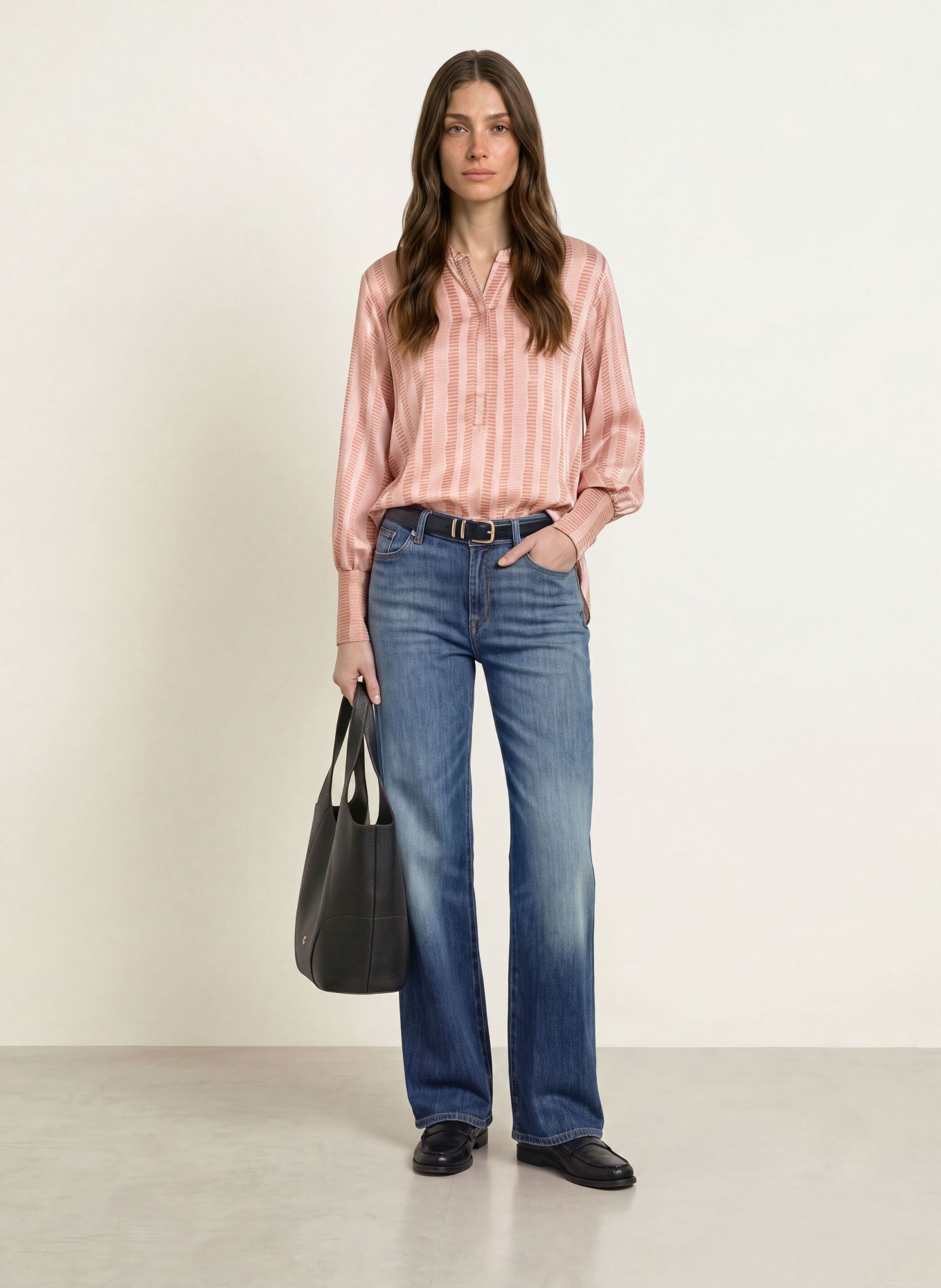 HEMISPHERE Blusenshirt FANELI mit Seide: ROSÉ / BEIGE