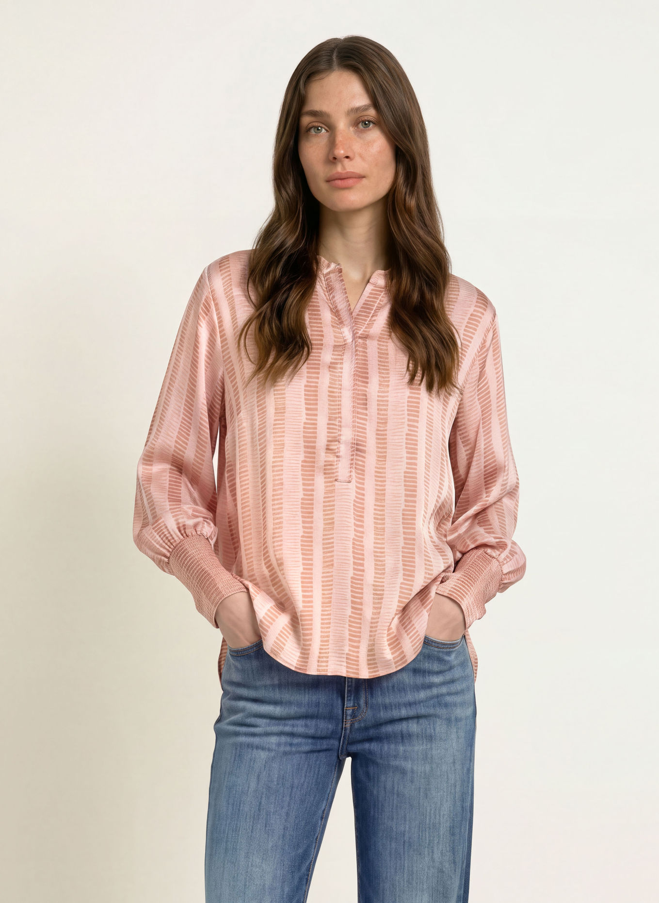 HEMISPHERE Blusenshirt FANELI mit Seide: ROSÉ / BEIGE