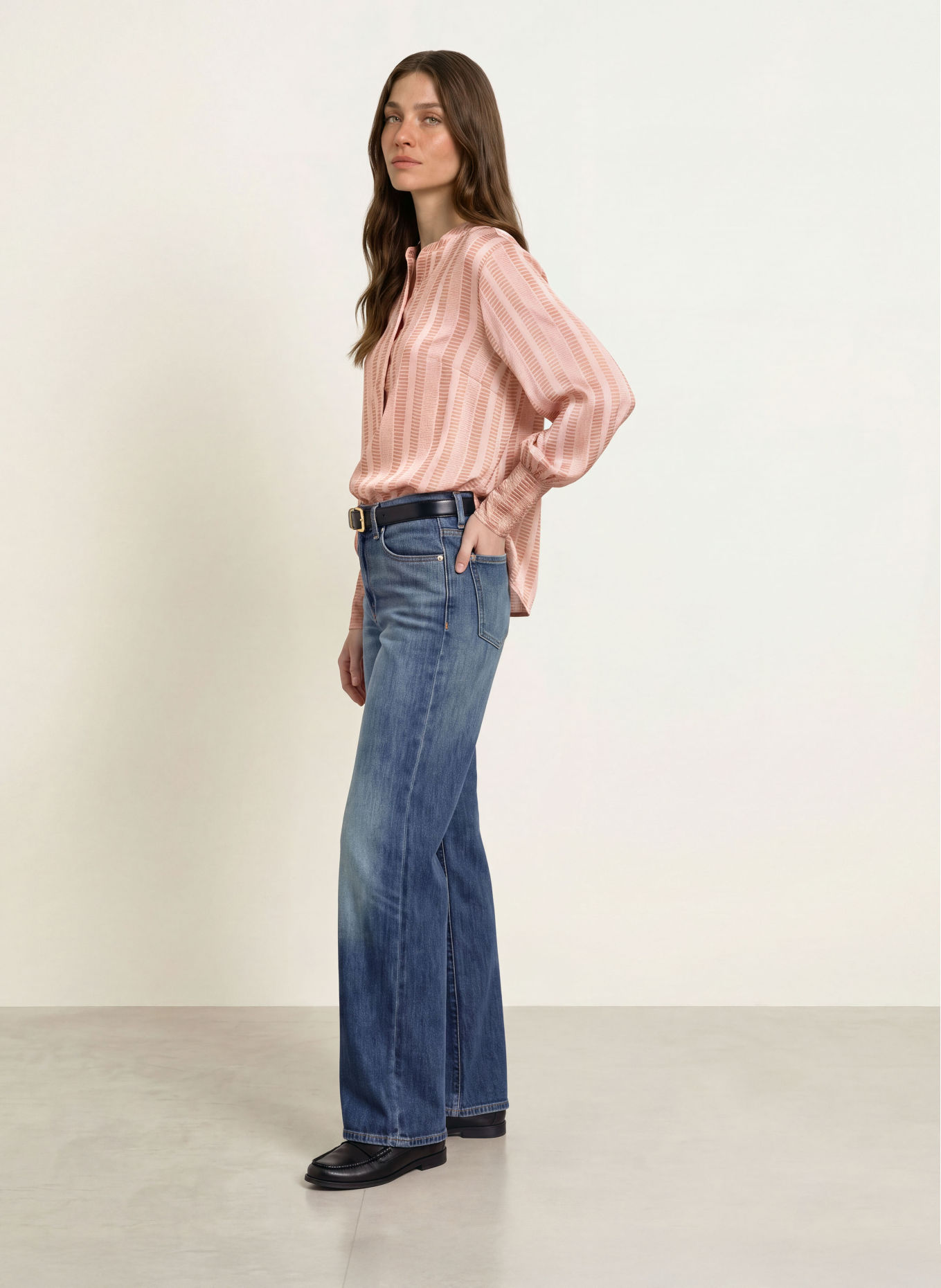 HEMISPHERE Blusenshirt FANELI mit Seide: ROSÉ / BEIGE
