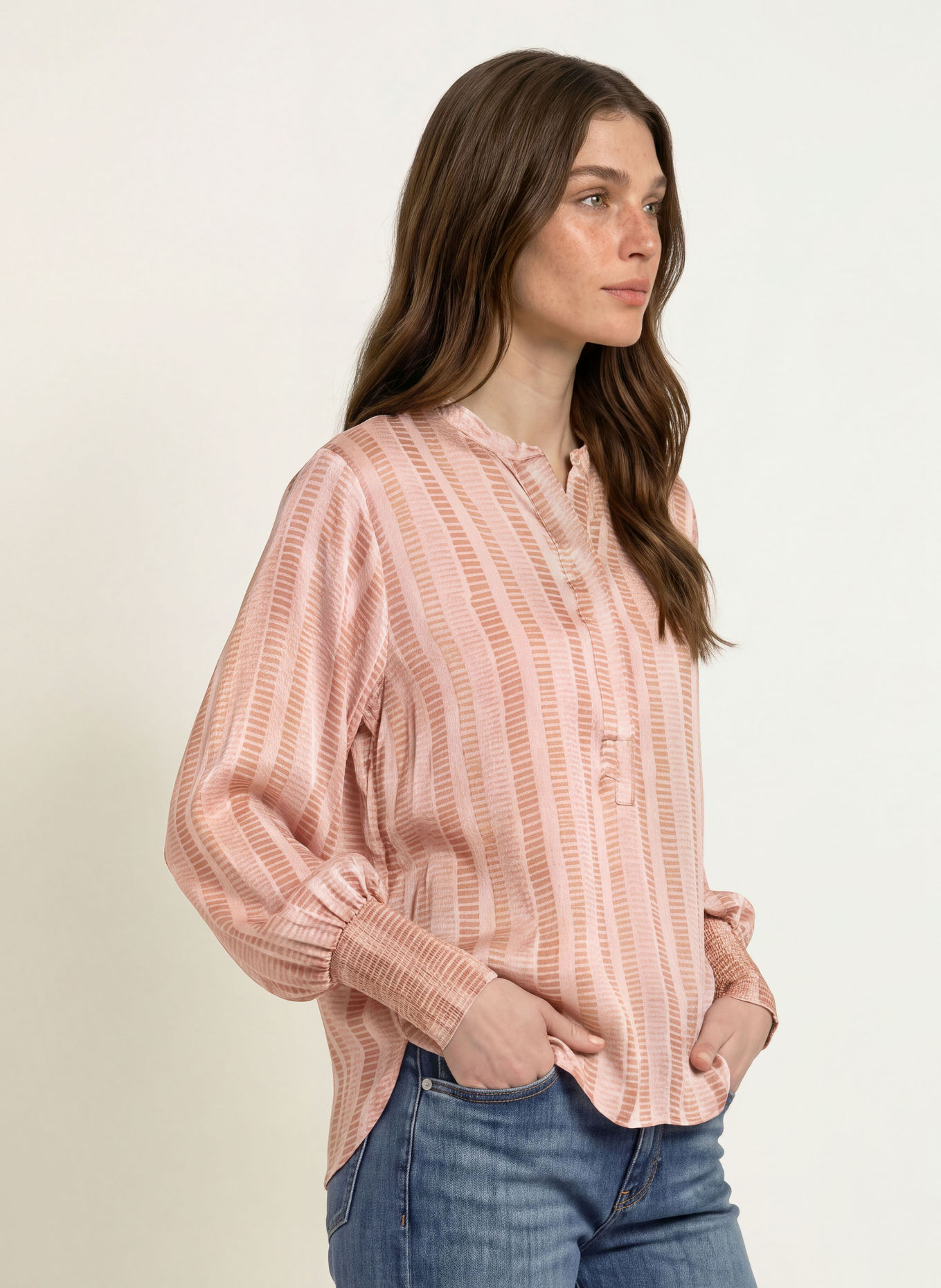 HEMISPHERE Blusenshirt FANELI mit Seide: ROSÉ / BEIGE