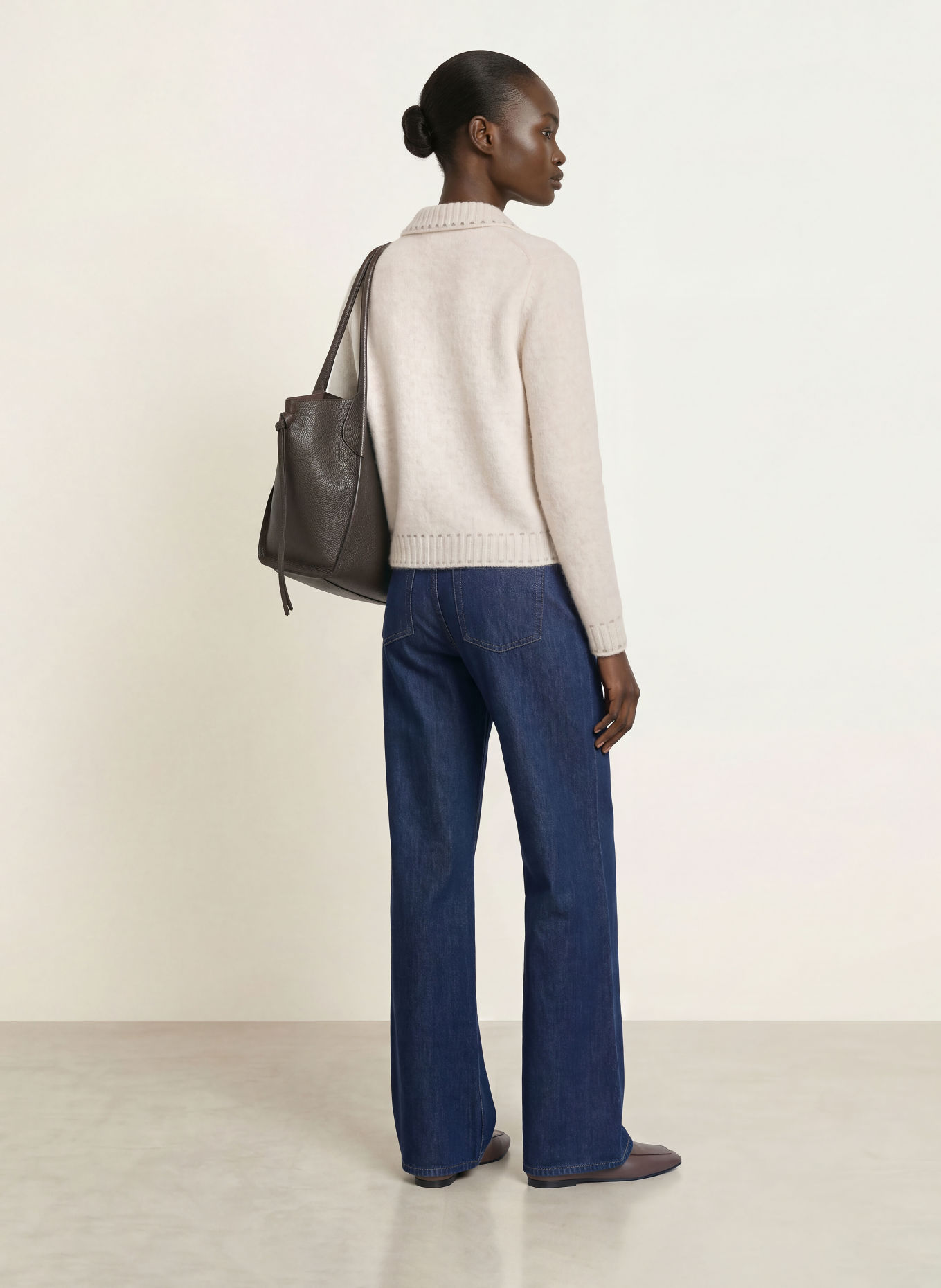 HEMISPHERE Cashmere Cardigan: CREAM / GRAY