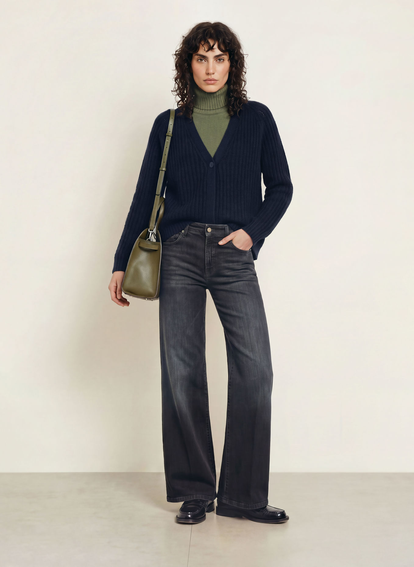 HEMISPHERE Cashmere Cardigan: DARK BLUE
