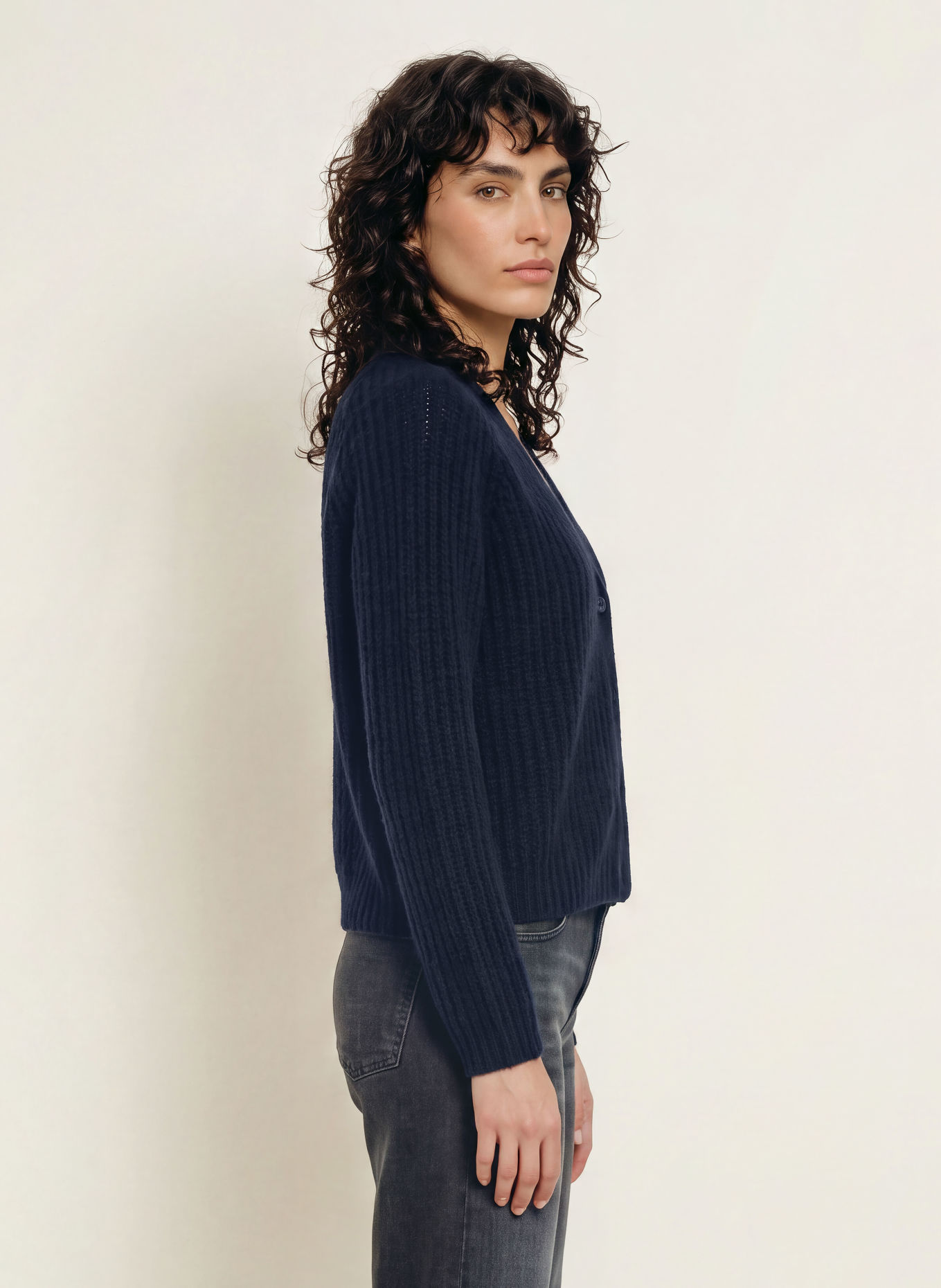 HEMISPHERE Cashmere Cardigan: DARK BLUE