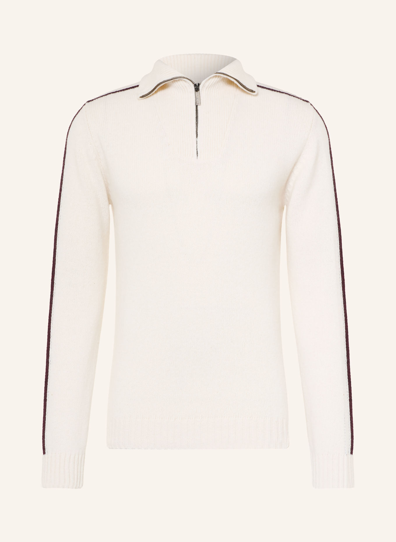 COLMAR Half-zip sweater: CREAM / DARK PURPLE