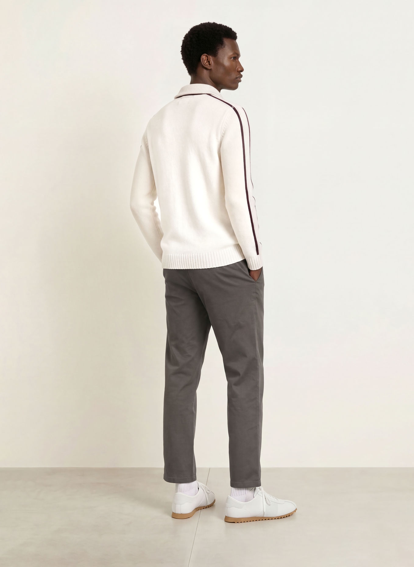 COLMAR Half-zip sweater: CREAM / DARK PURPLE