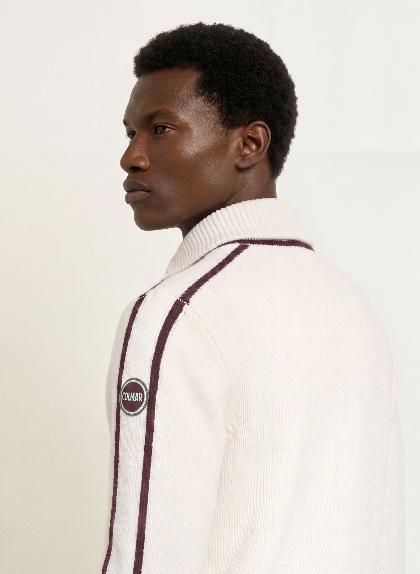COLMAR Half-zip sweater: CREAM / DARK PURPLE