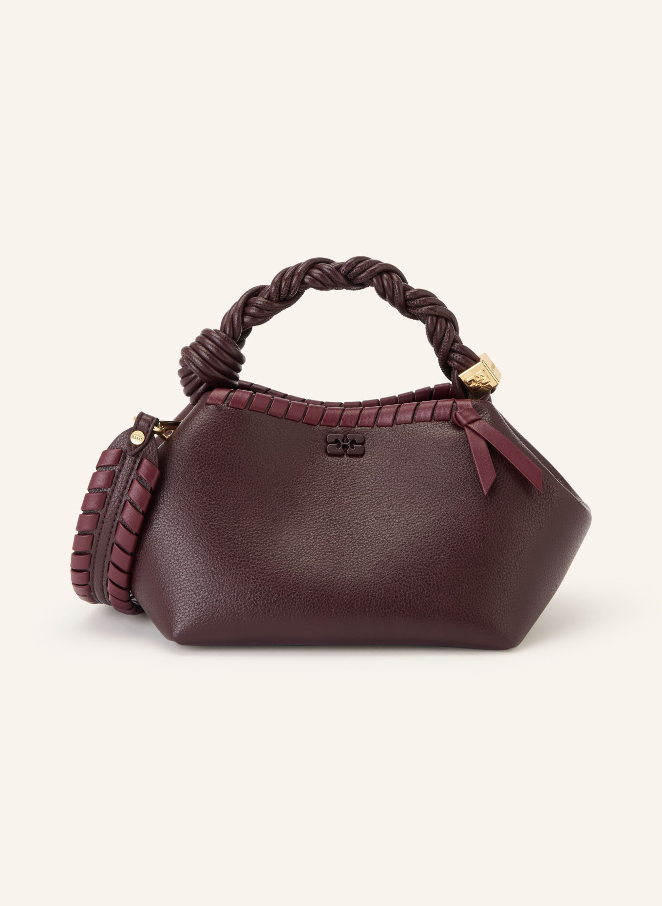 GANNI Handtas BOU SMALL: MARRON FONCÉ / GOUD