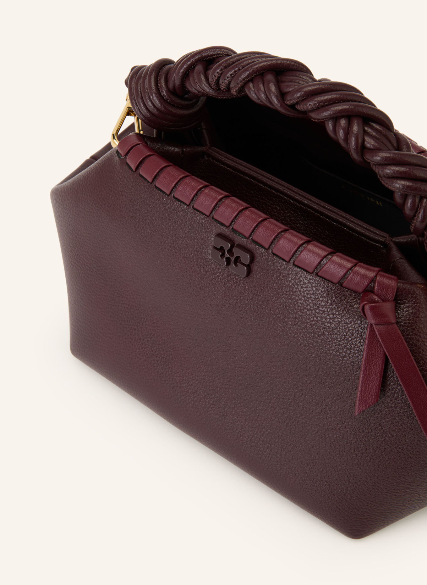 GANNI Handtas BOU SMALL: MARRON FONCÉ / GOUD