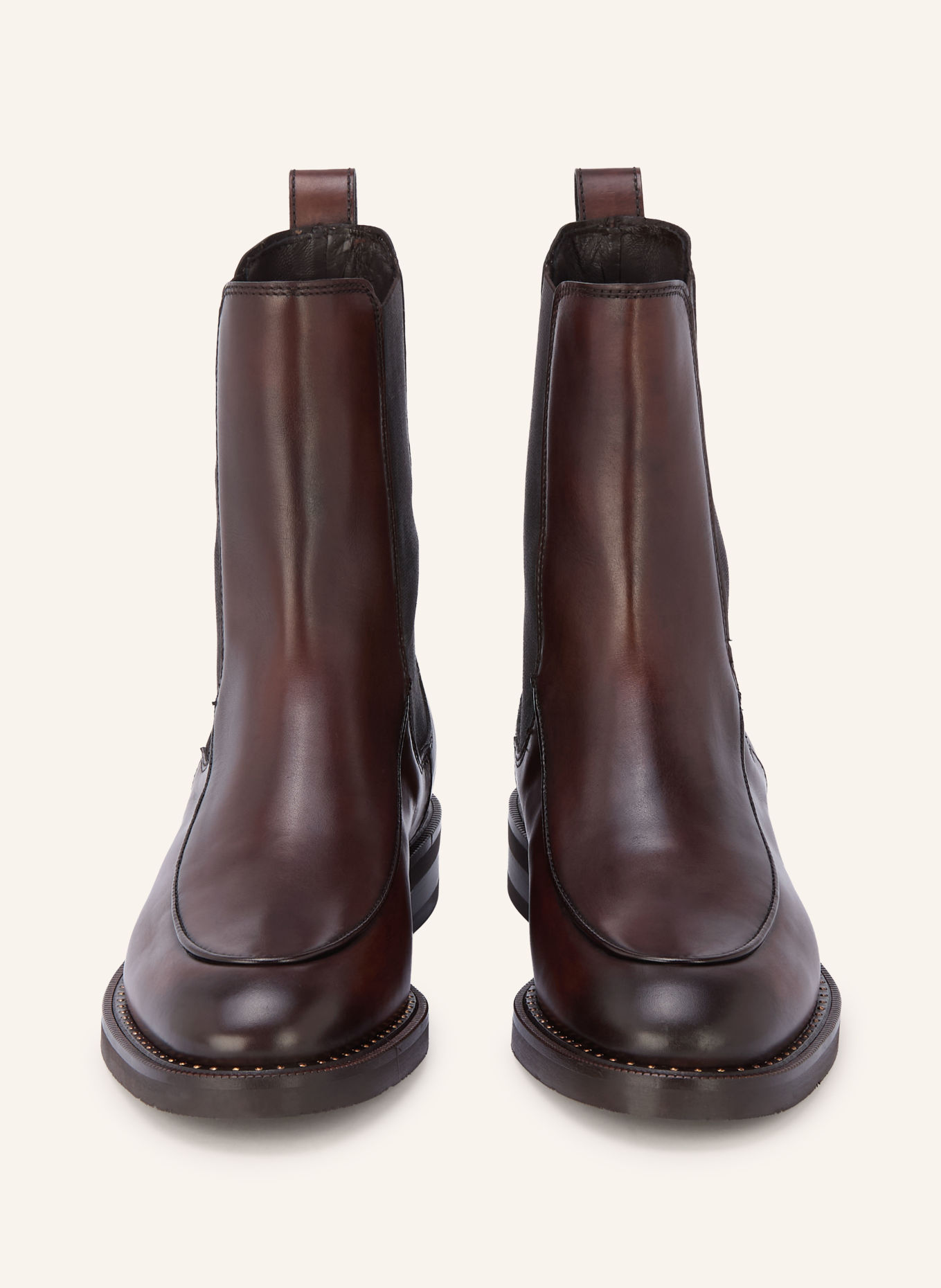 Pertini Chelsea boots met studs: MARRON FONCÉ / GOUD