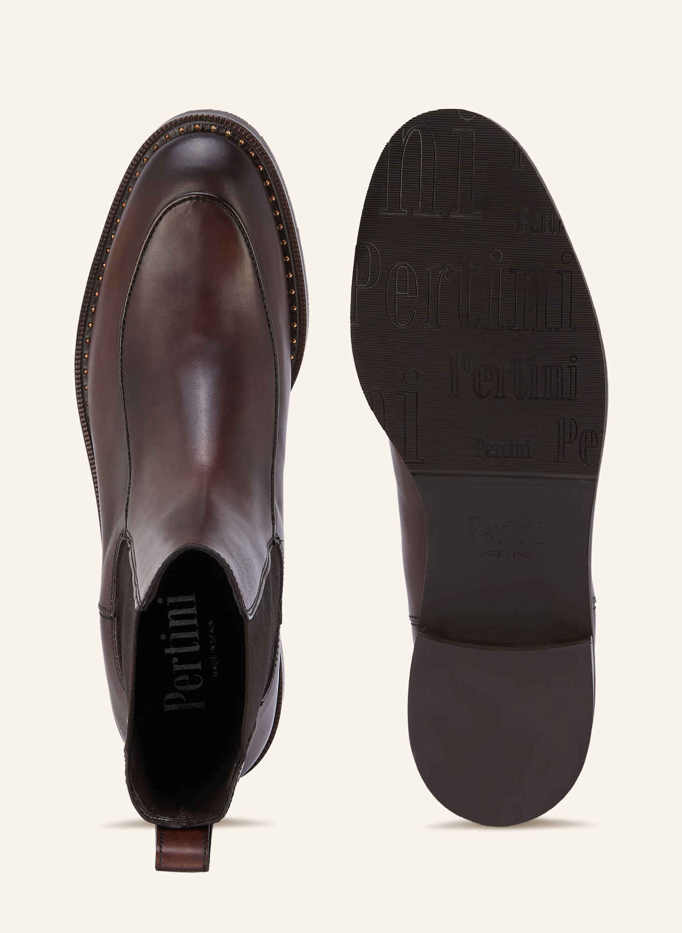 Pertini Chelsea boots met studs: MARRON FONCÉ / GOUD