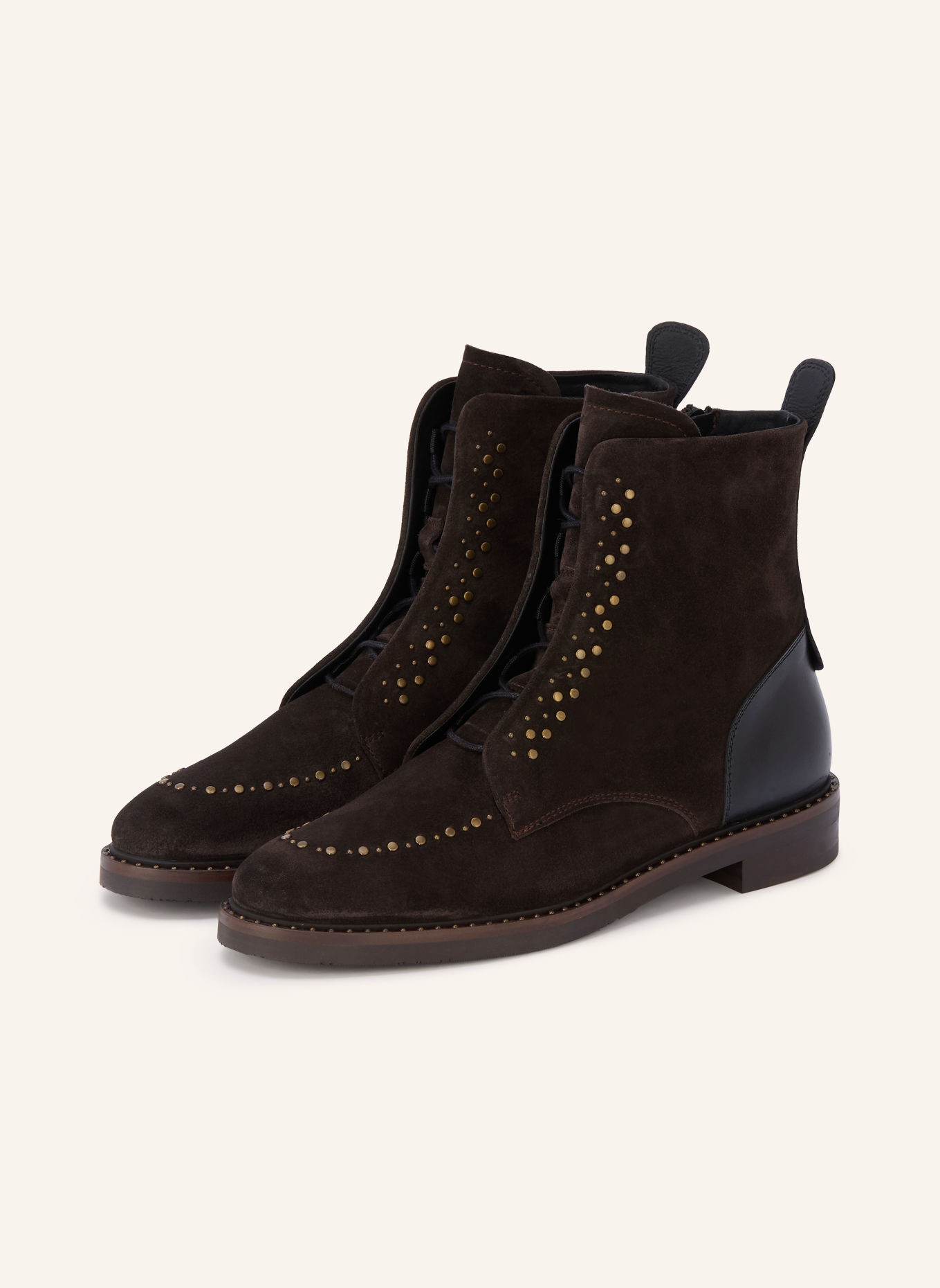 Pertini Lace-up boots with studs: DARK BROWN