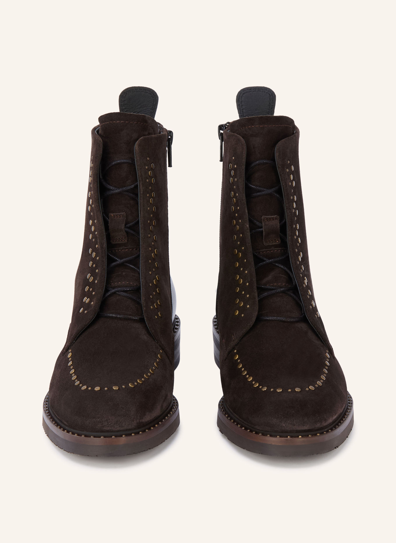 Pertini Lace-up boots with studs: DARK BROWN