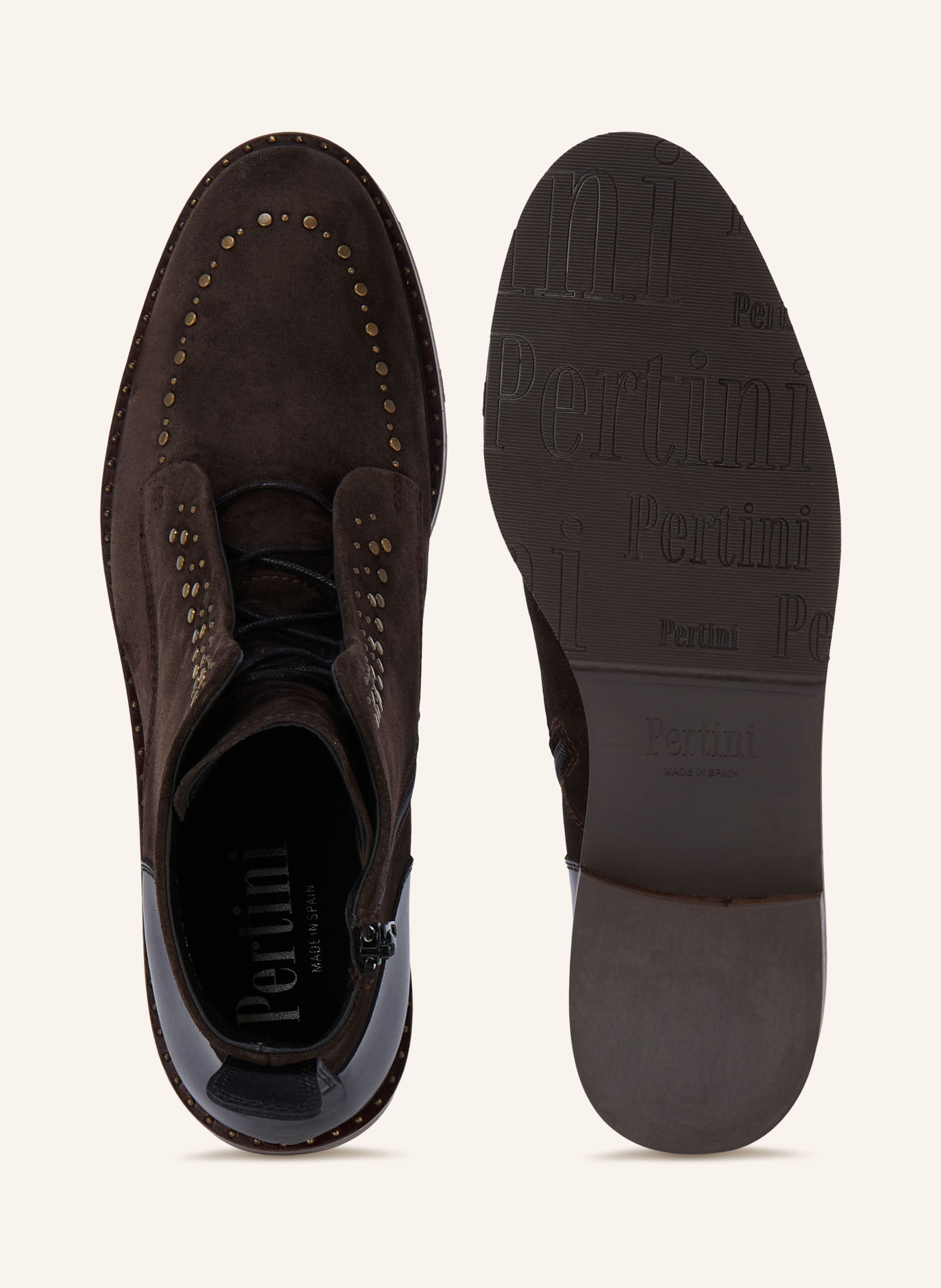 Pertini Lace-up boots with studs: DARK BROWN
