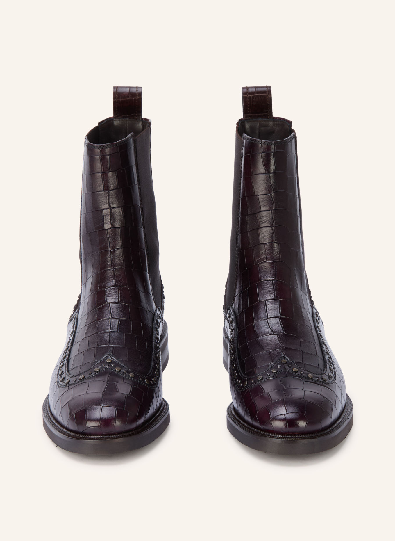 Pertini Chelsea boots met studs: DONKERROOD