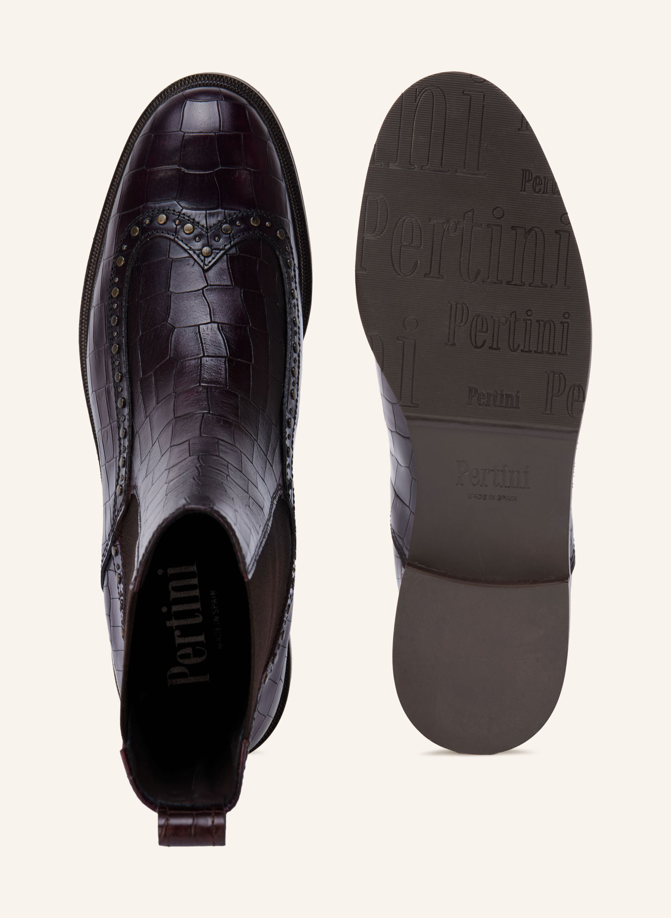 Pertini Chelsea boots met studs: DONKERROOD