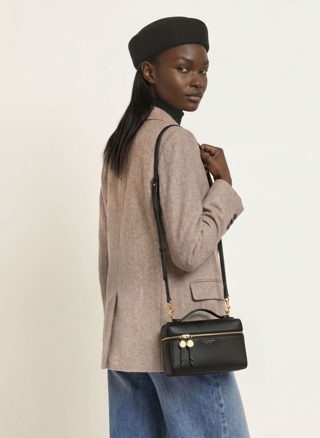 TORY BURCH Handtas ROMY: ZWART / GOUD