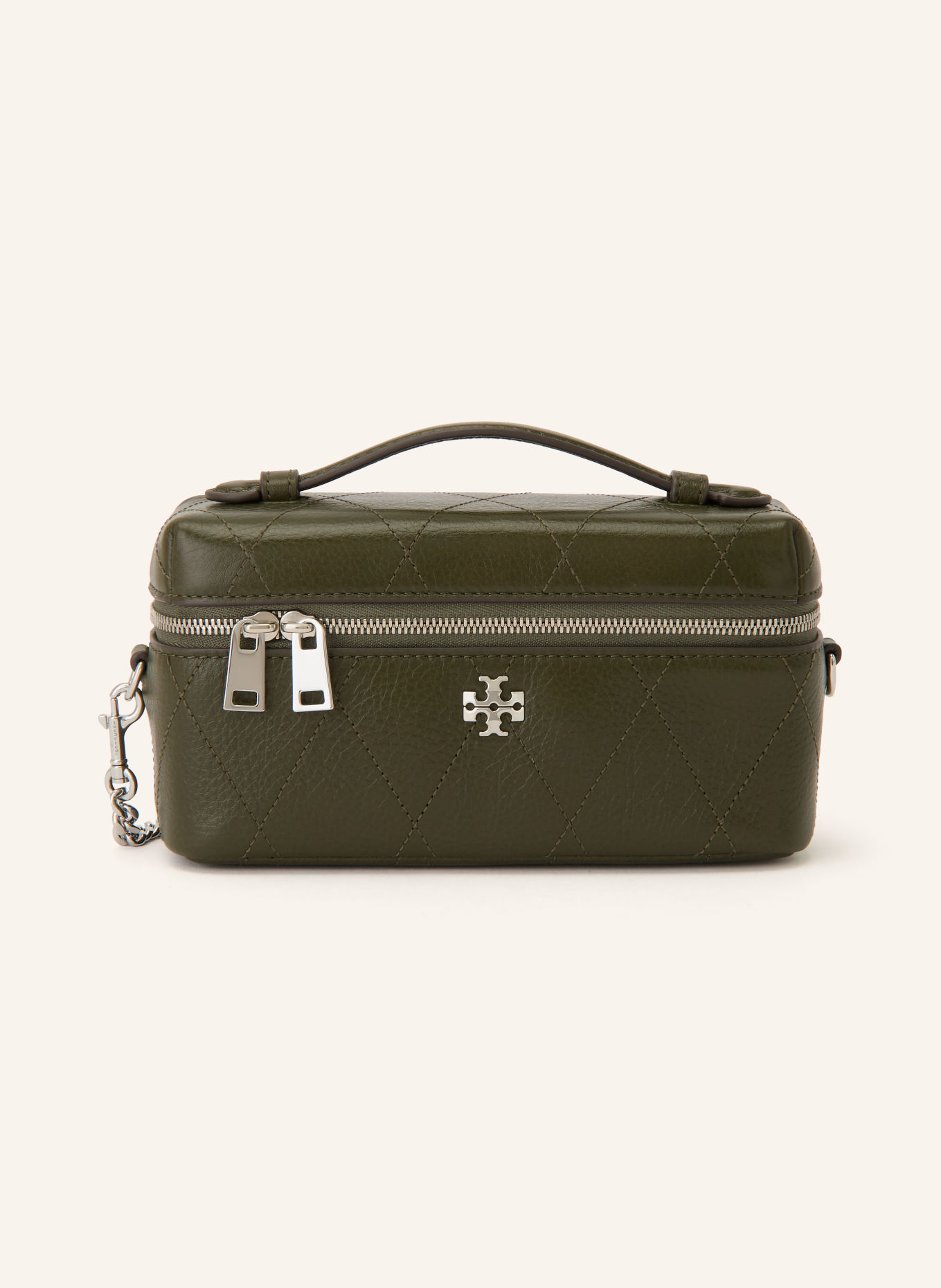 TORY BURCH CHARLIE Handbag: DARK GREEN / SILVER